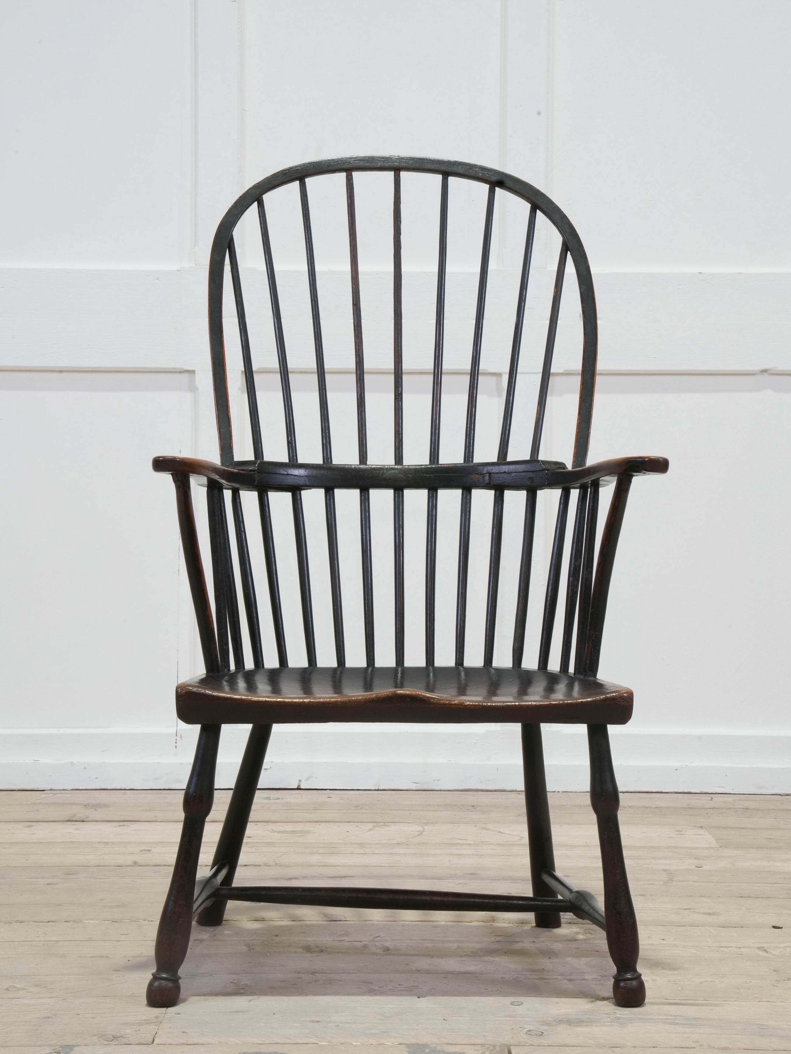 A Late 18th Century Painted Bow Backed Windsor Armchair