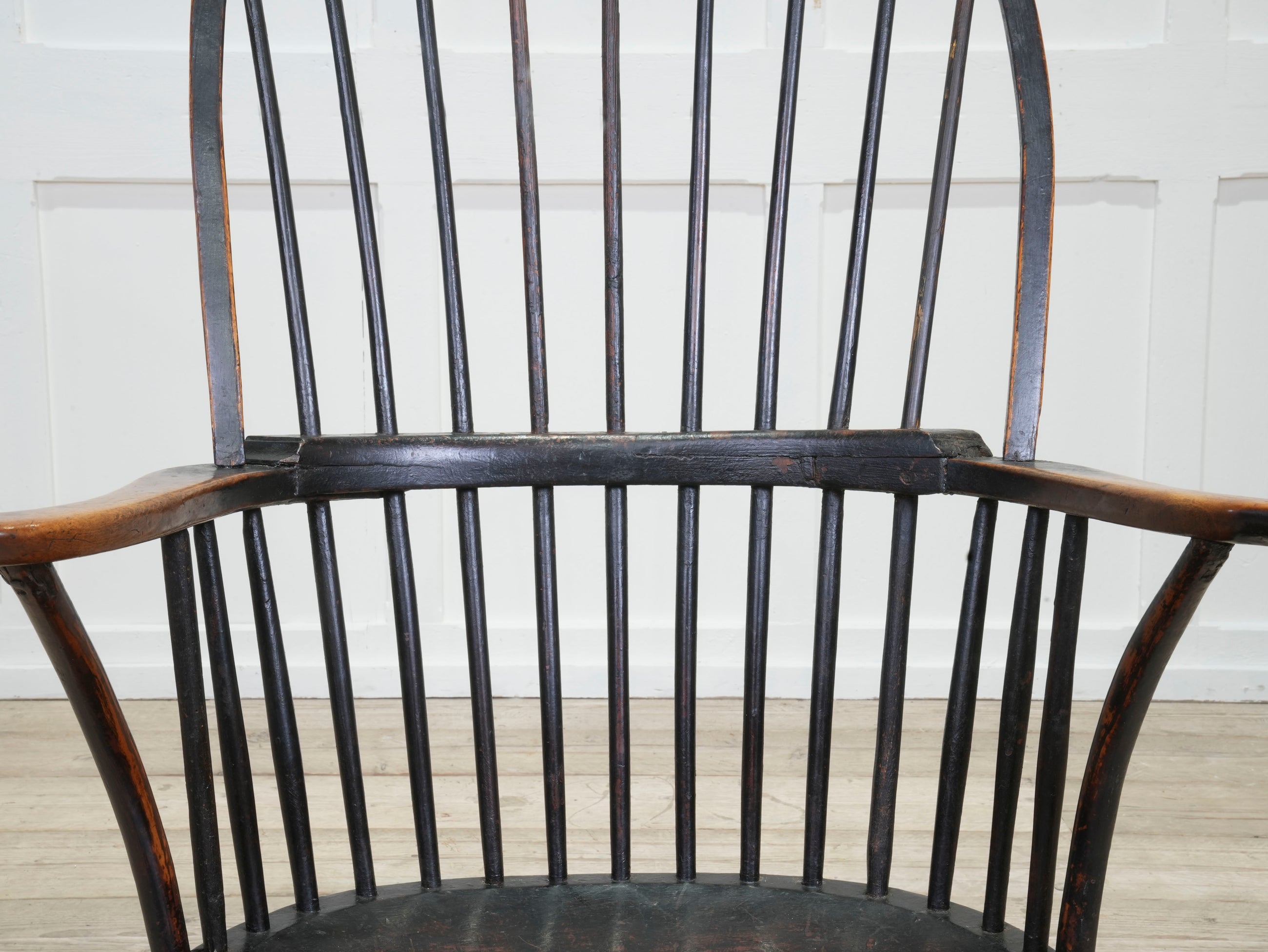 A Late 18th Century Painted Bow Backed Windsor Armchair