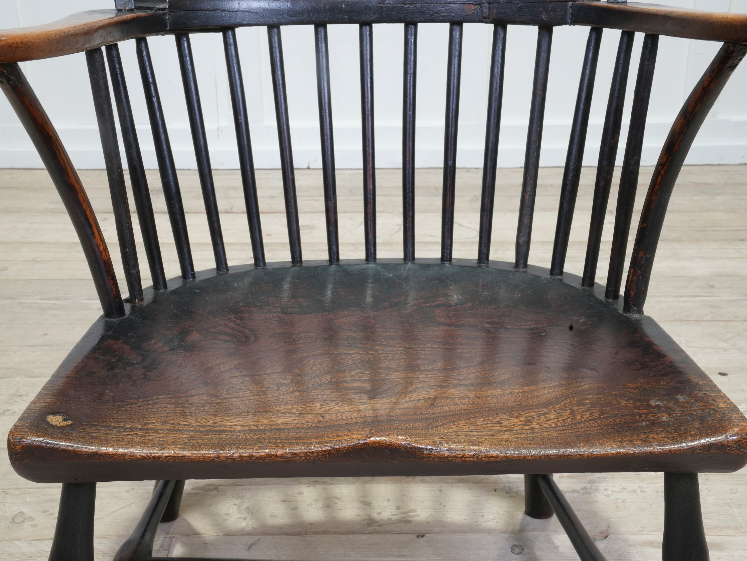 A Late 18th Century Painted Bow Backed Windsor Armchair