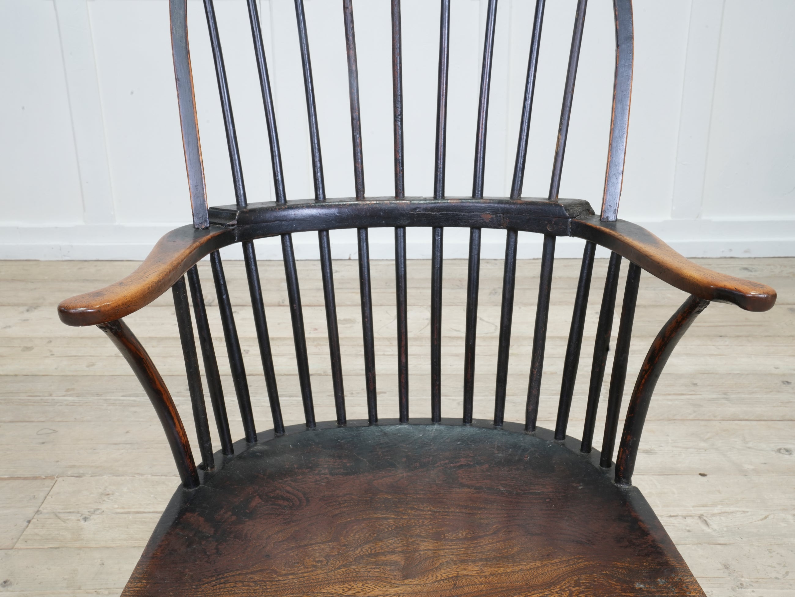 A Late 18th Century Painted Bow Backed Windsor Armchair