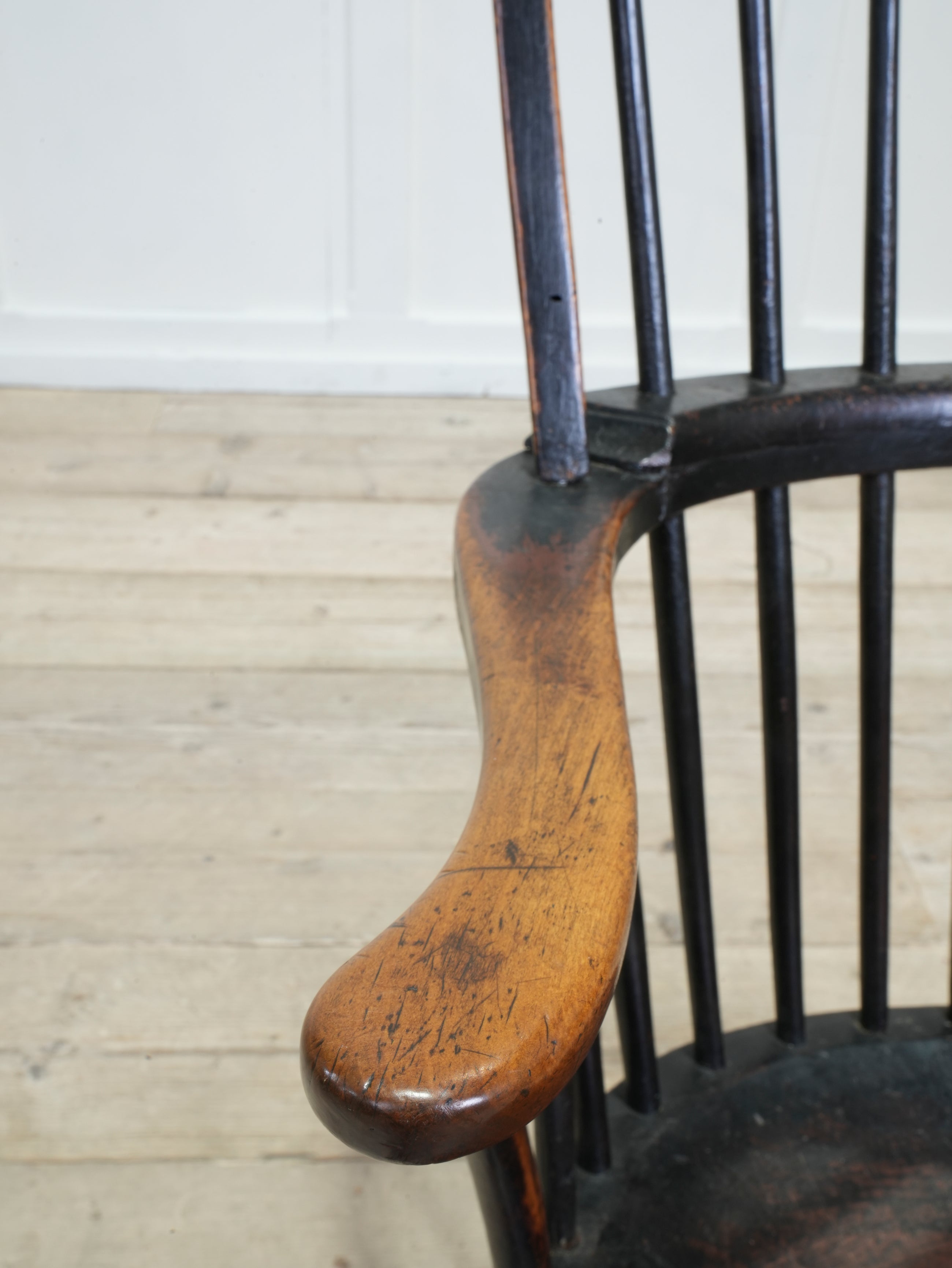 A Late 18th Century Painted Bow Backed Windsor Armchair