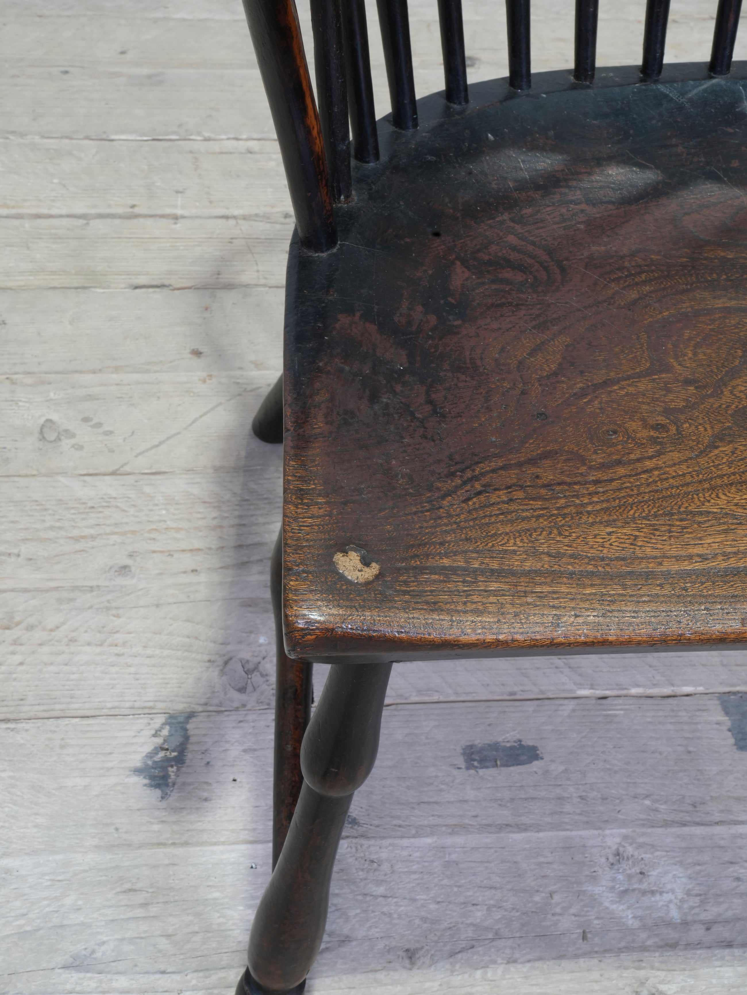 A Late 18th Century Painted Bow Backed Windsor Armchair