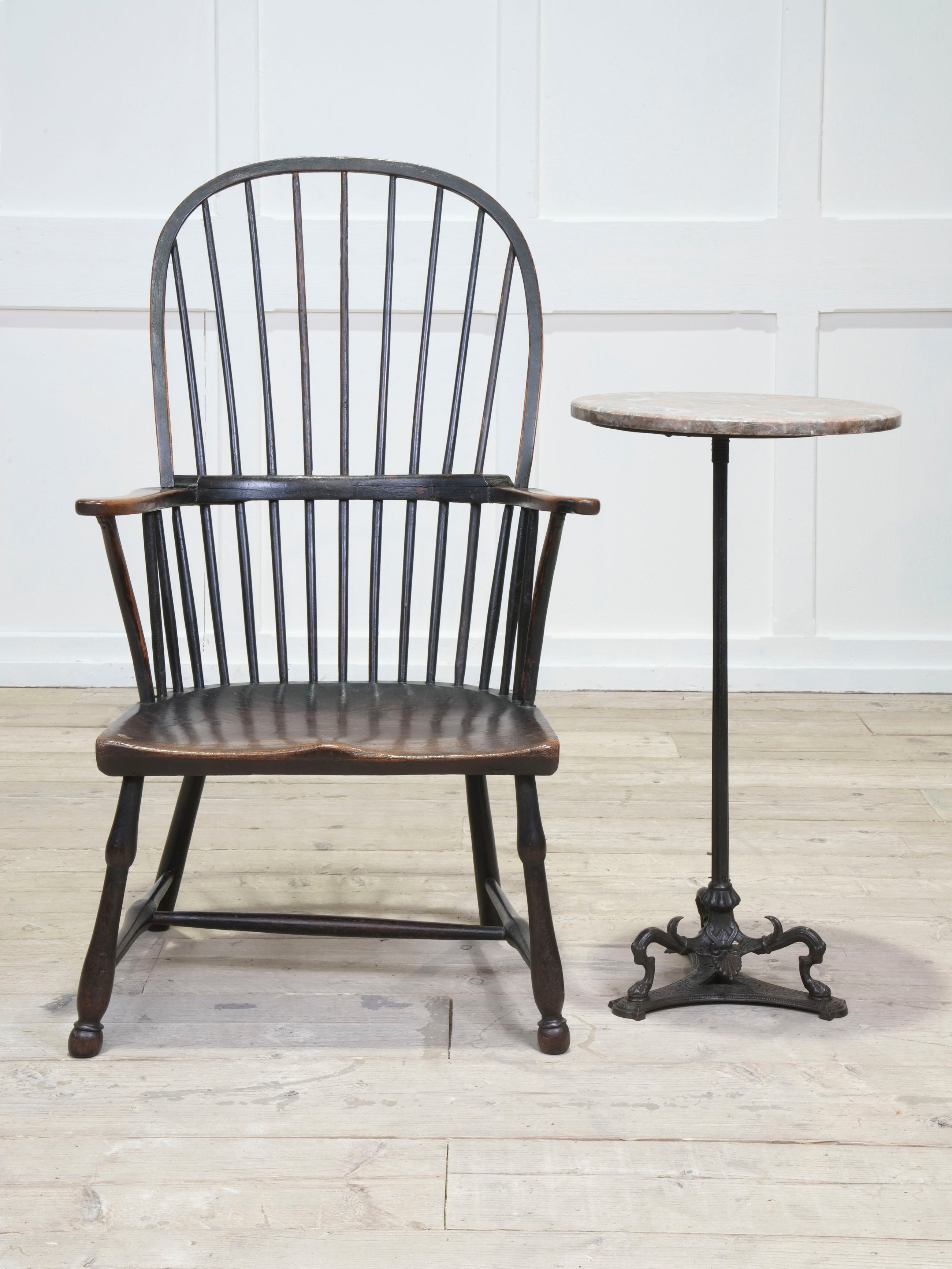 A Late 18th Century Painted Bow Backed Windsor Armchair