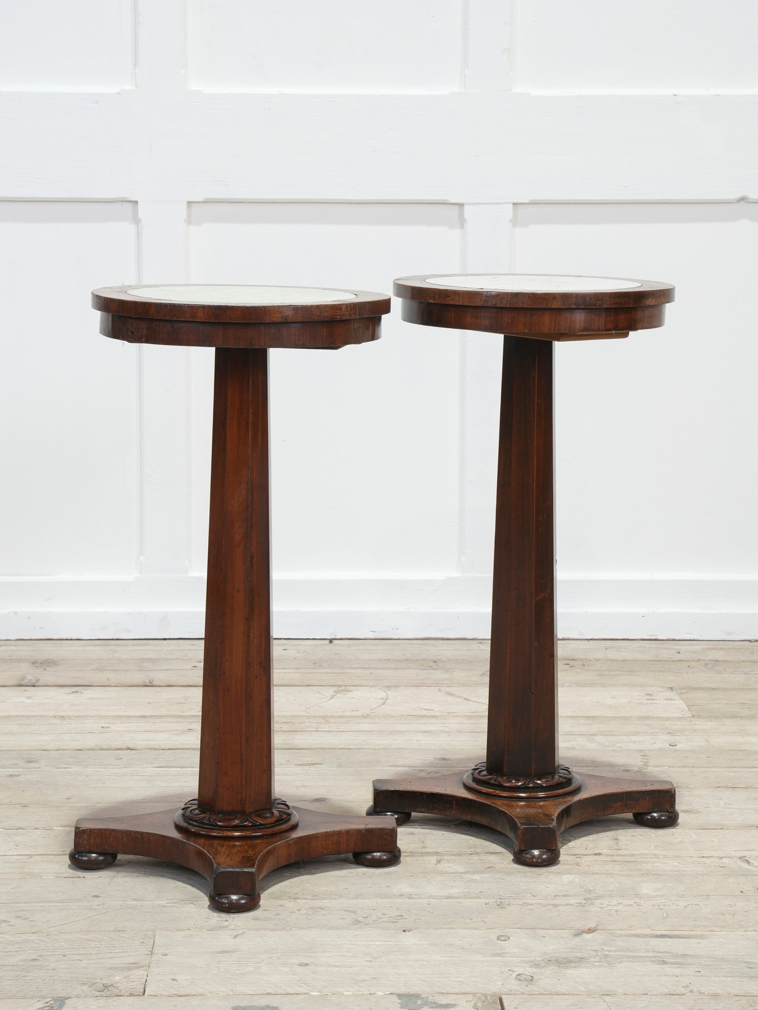 A Pair of 19th Century Mahogany & Marble Side Tables