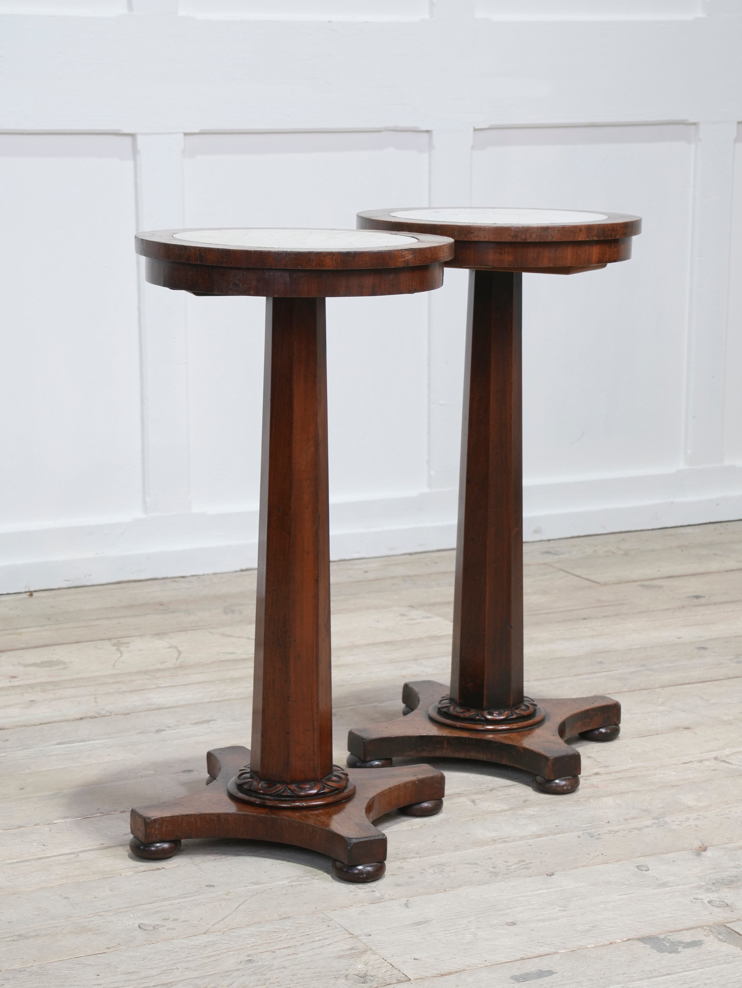 A Pair of 19th Century Mahogany & Marble Side Tables