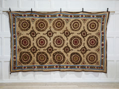A Large Suzani Embroidered Tent Panel