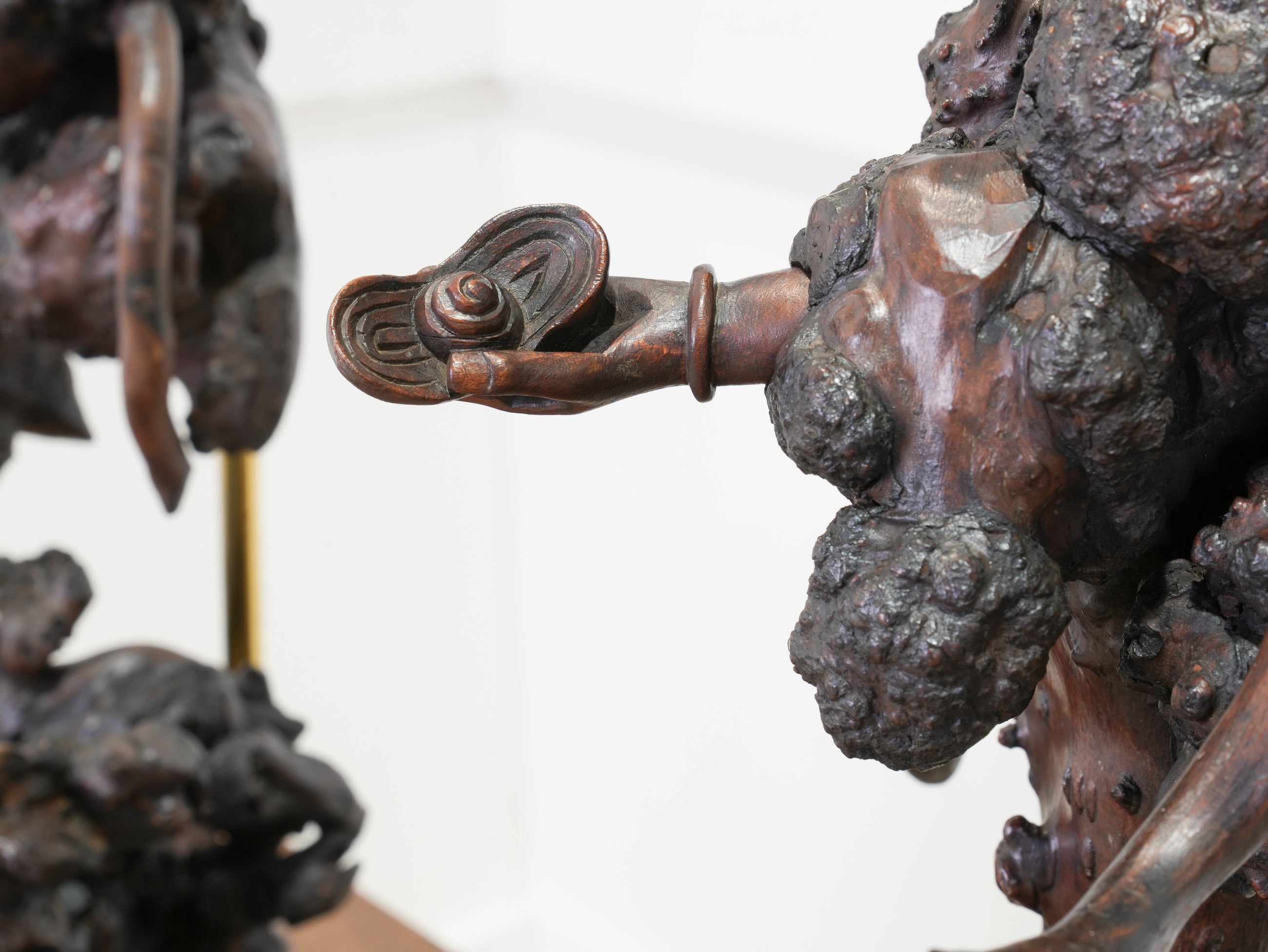 A Pair of Carved Chinese Vine Root Table Lamps