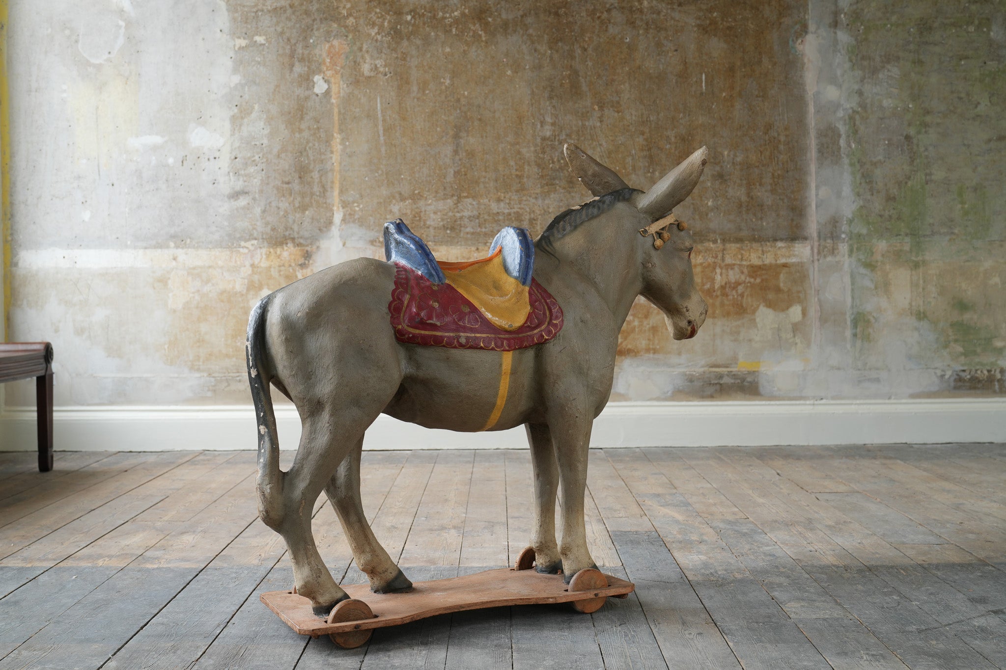A Papier-Mache Pull Along Donkey