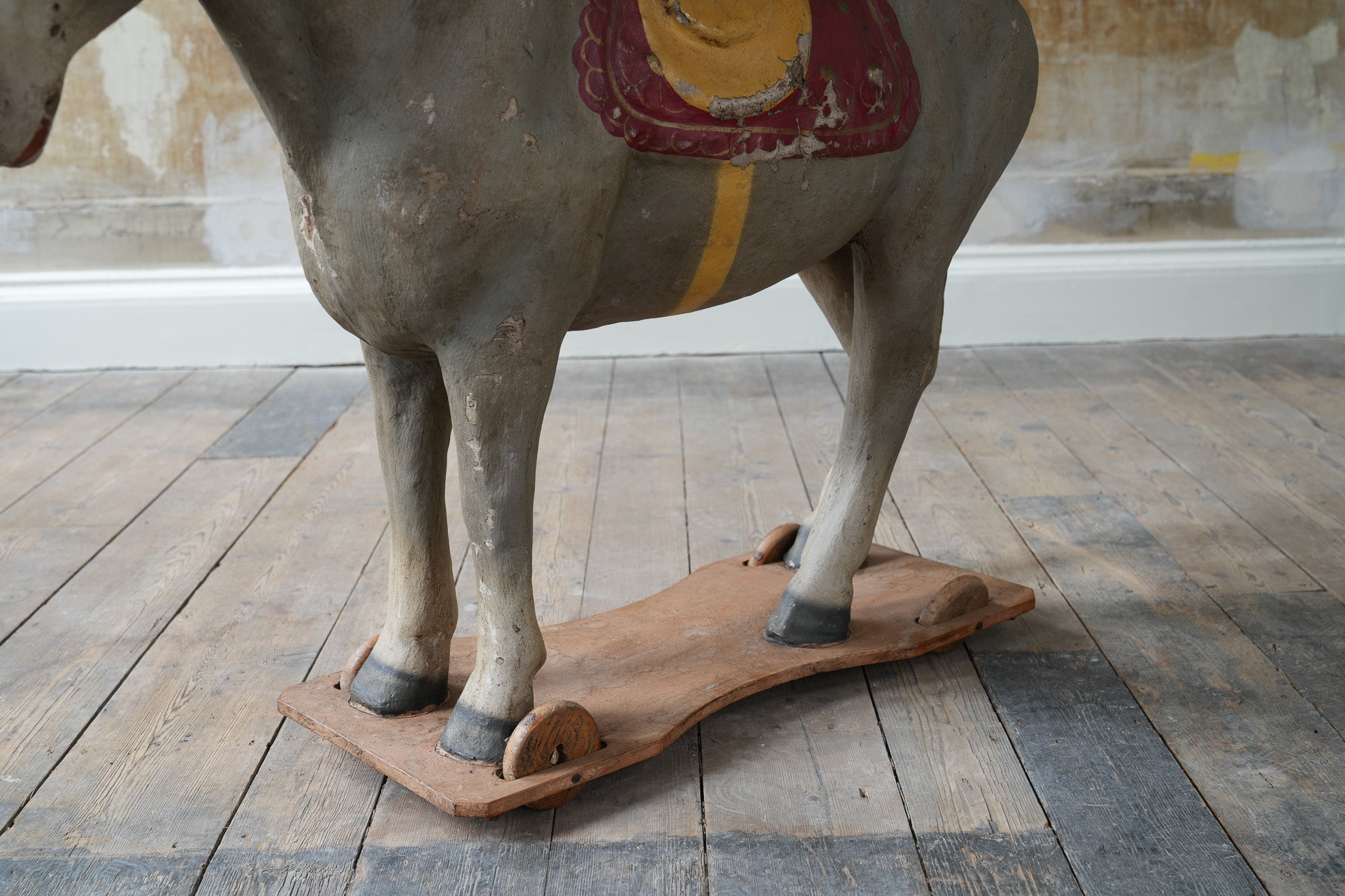 A Papier-Mache Pull Along Donkey