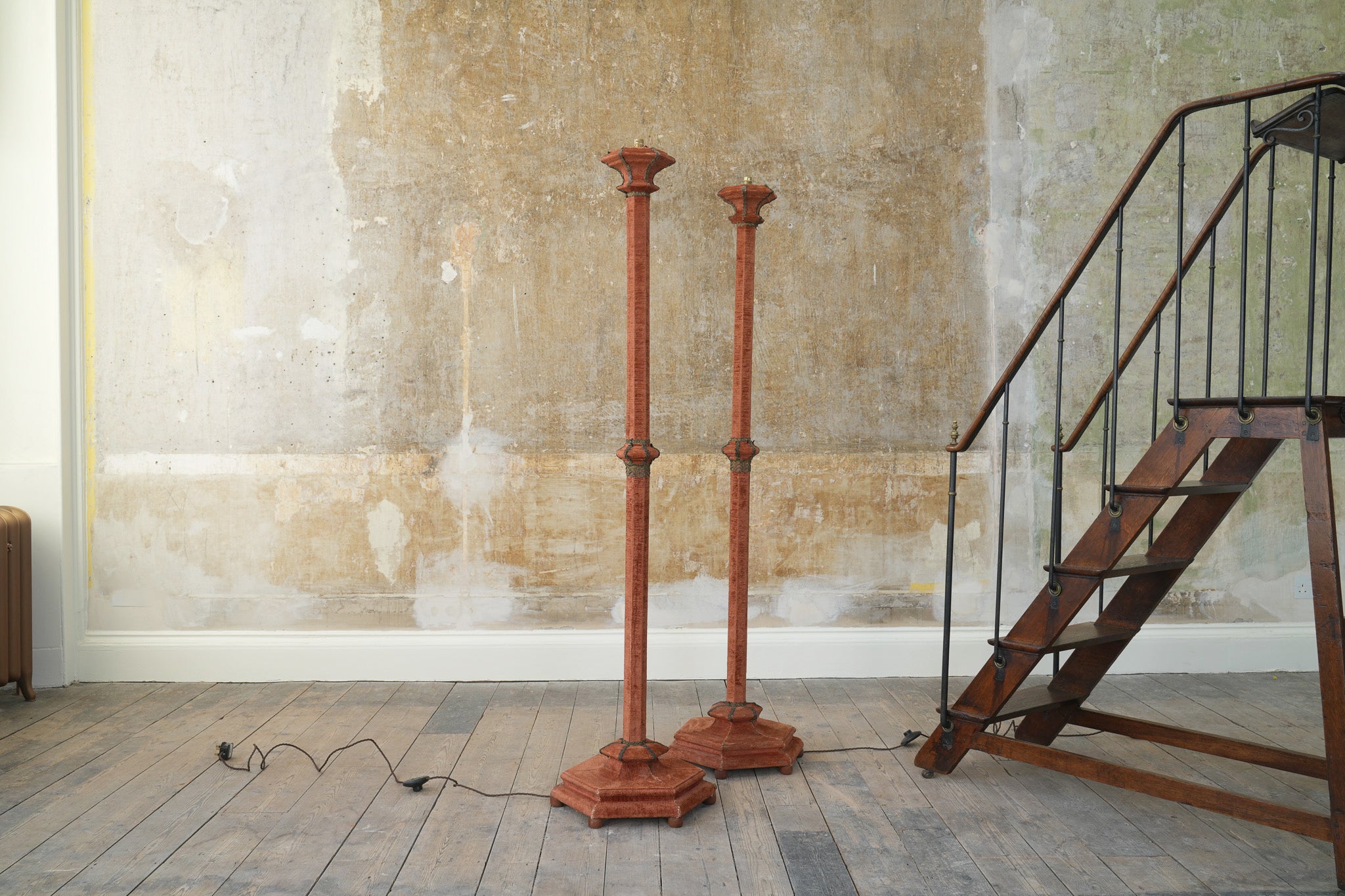 A Pair of Velvet Floor Lamps
