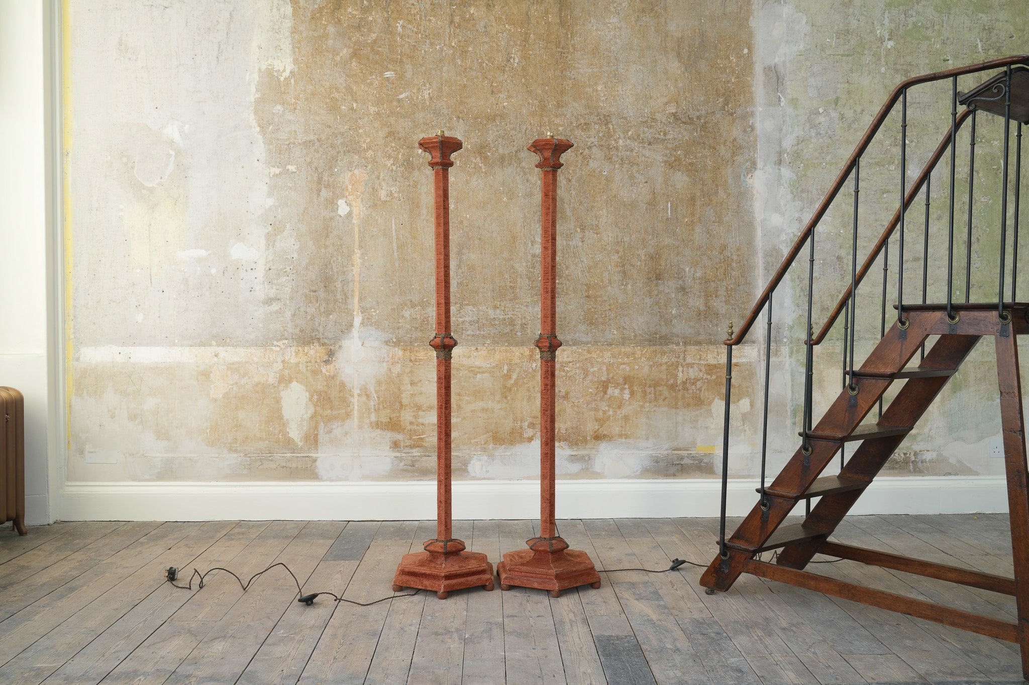 A Pair of Velvet Floor Lamps