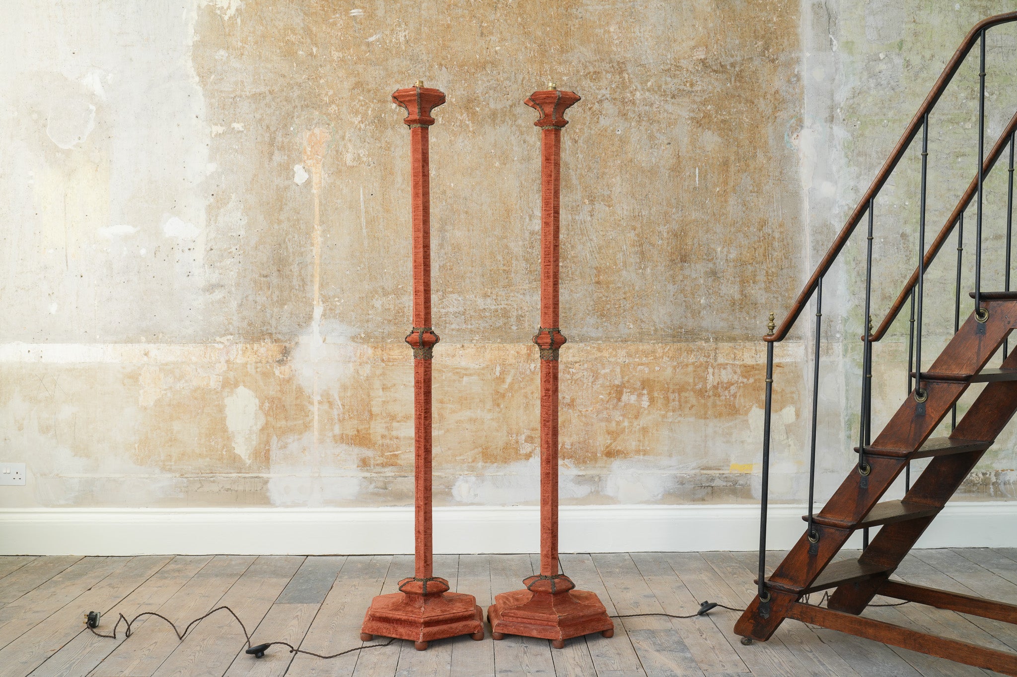 A Pair of Velvet Floor Lamps