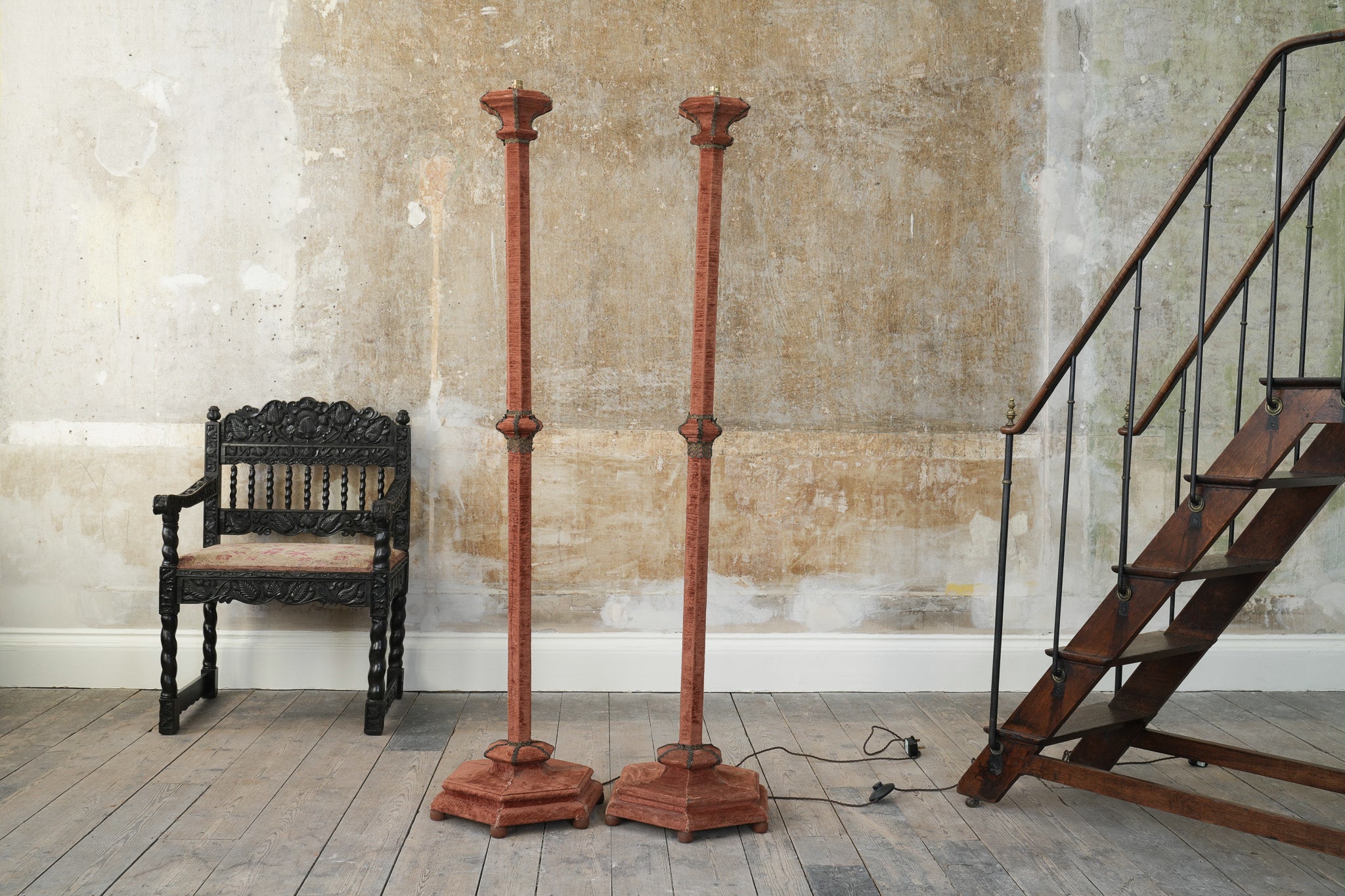 A Pair of Velvet Floor Lamps