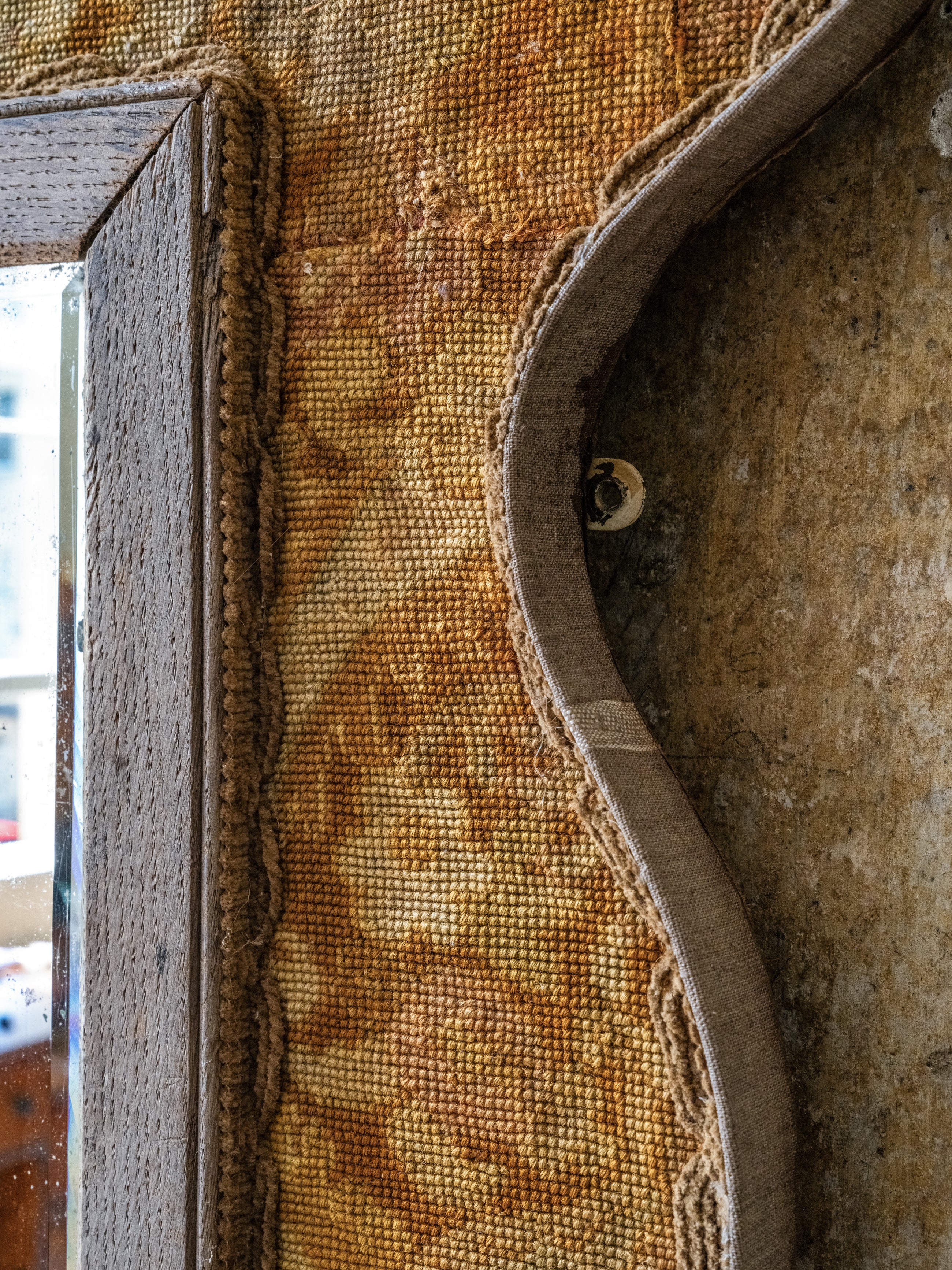 A Lobed Petit Point On Needlepoint Ground Mirror