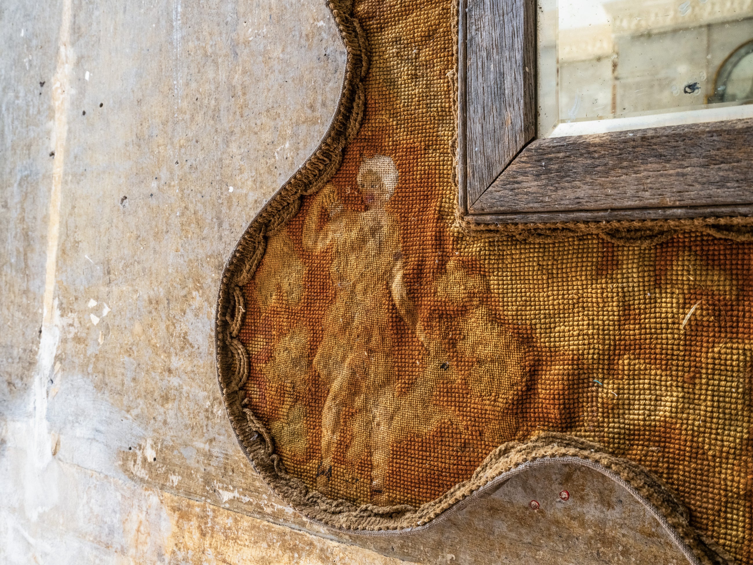 A Lobed Petit Point On Needlepoint Ground Mirror