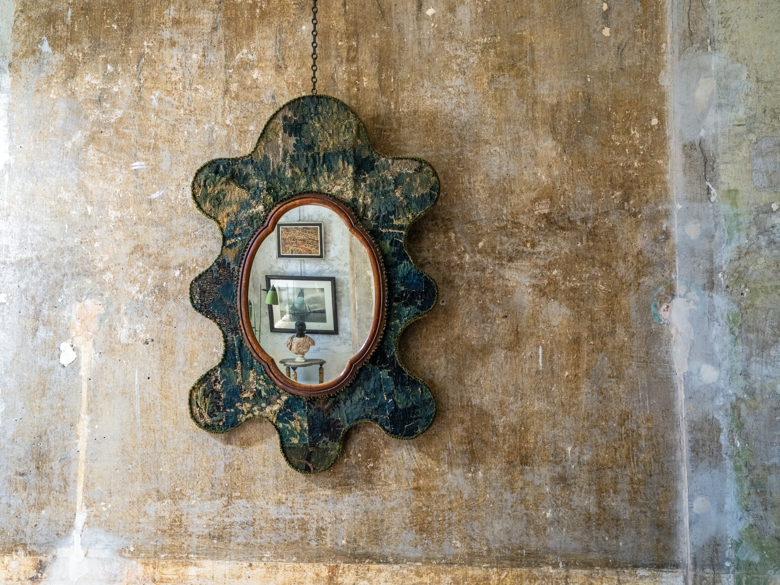 A Large Verdue Tapestrey Mirror