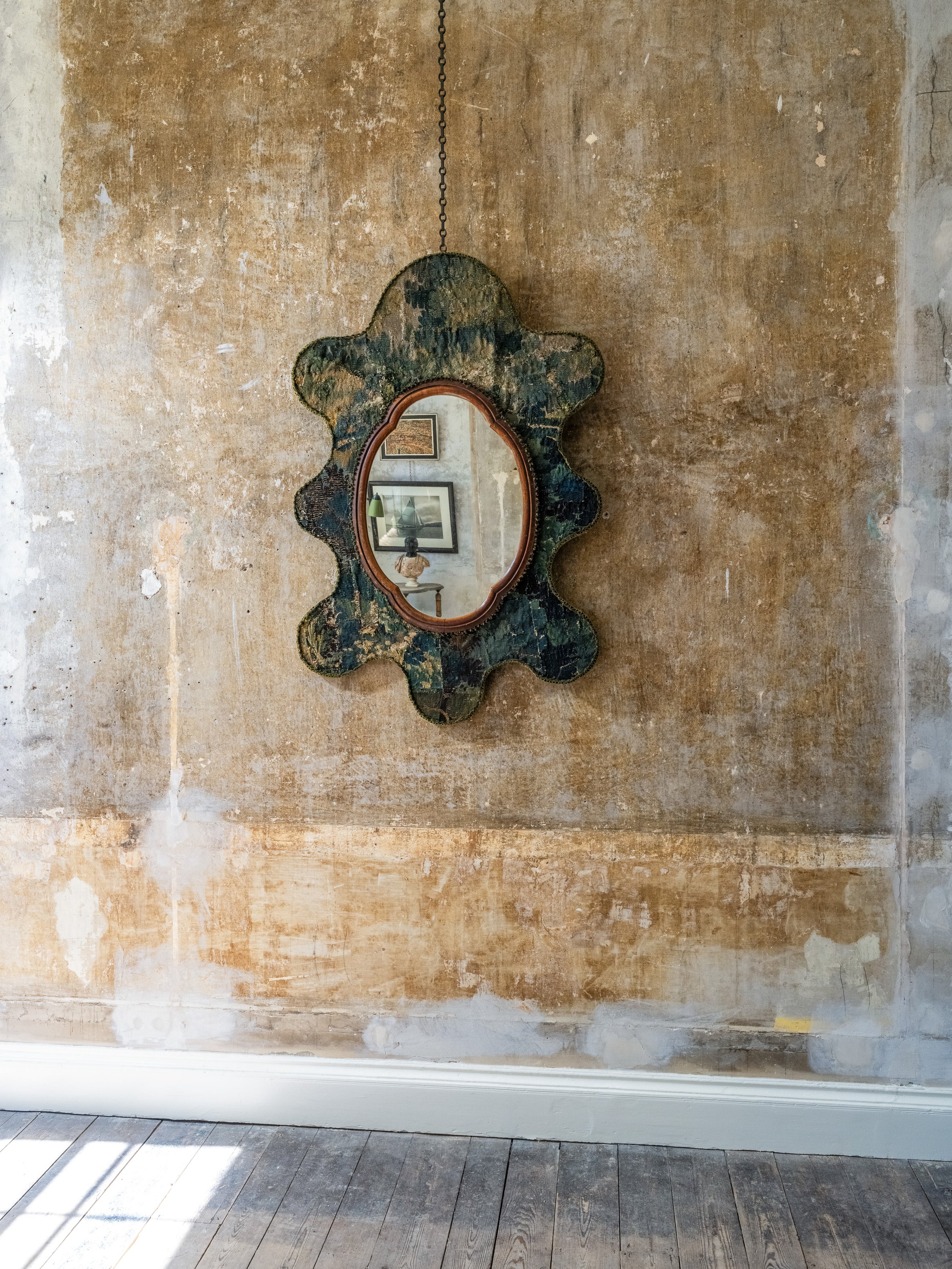 A Large Verdue Tapestrey Mirror