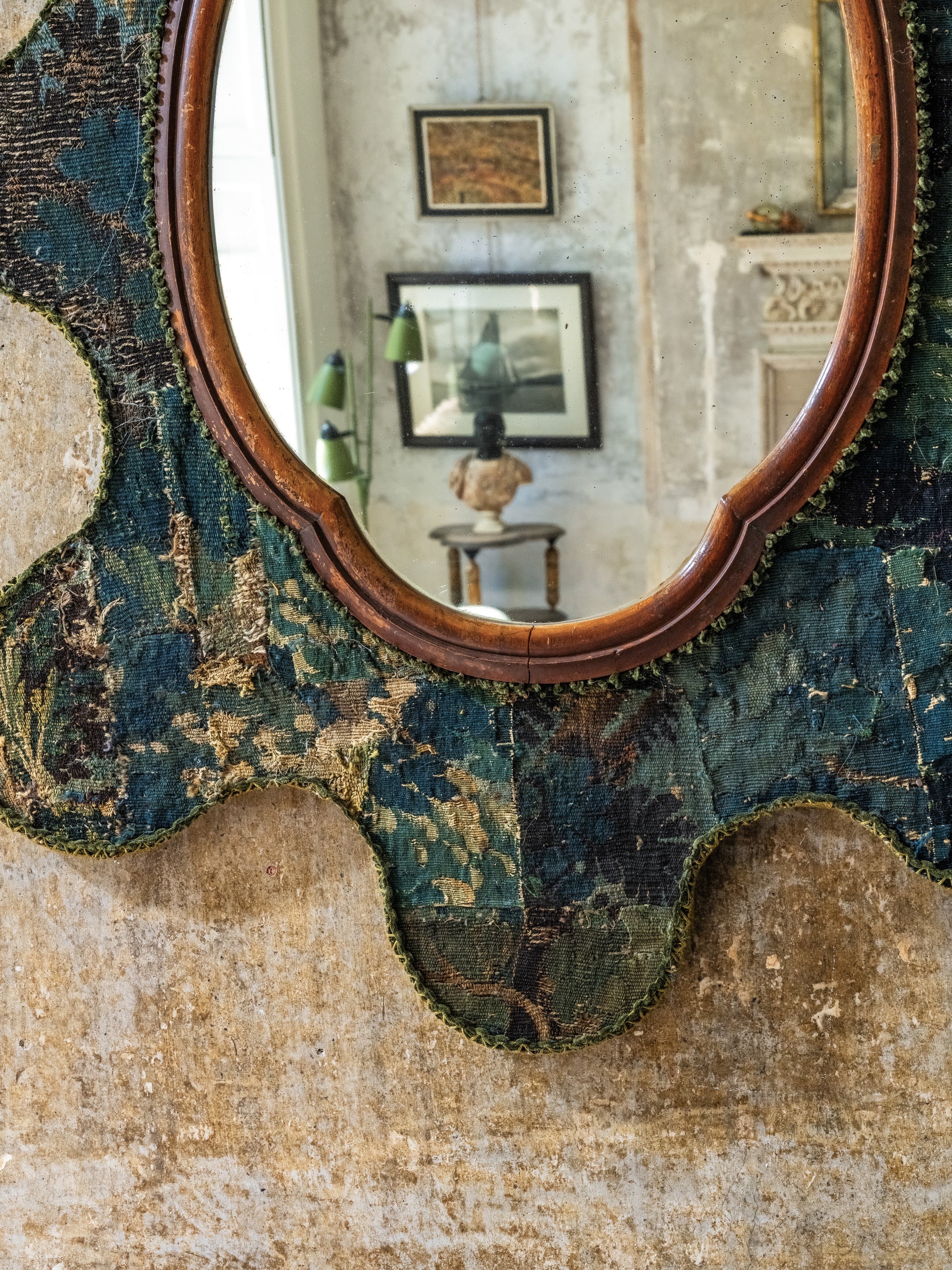 A Large Verdue Tapestrey Mirror