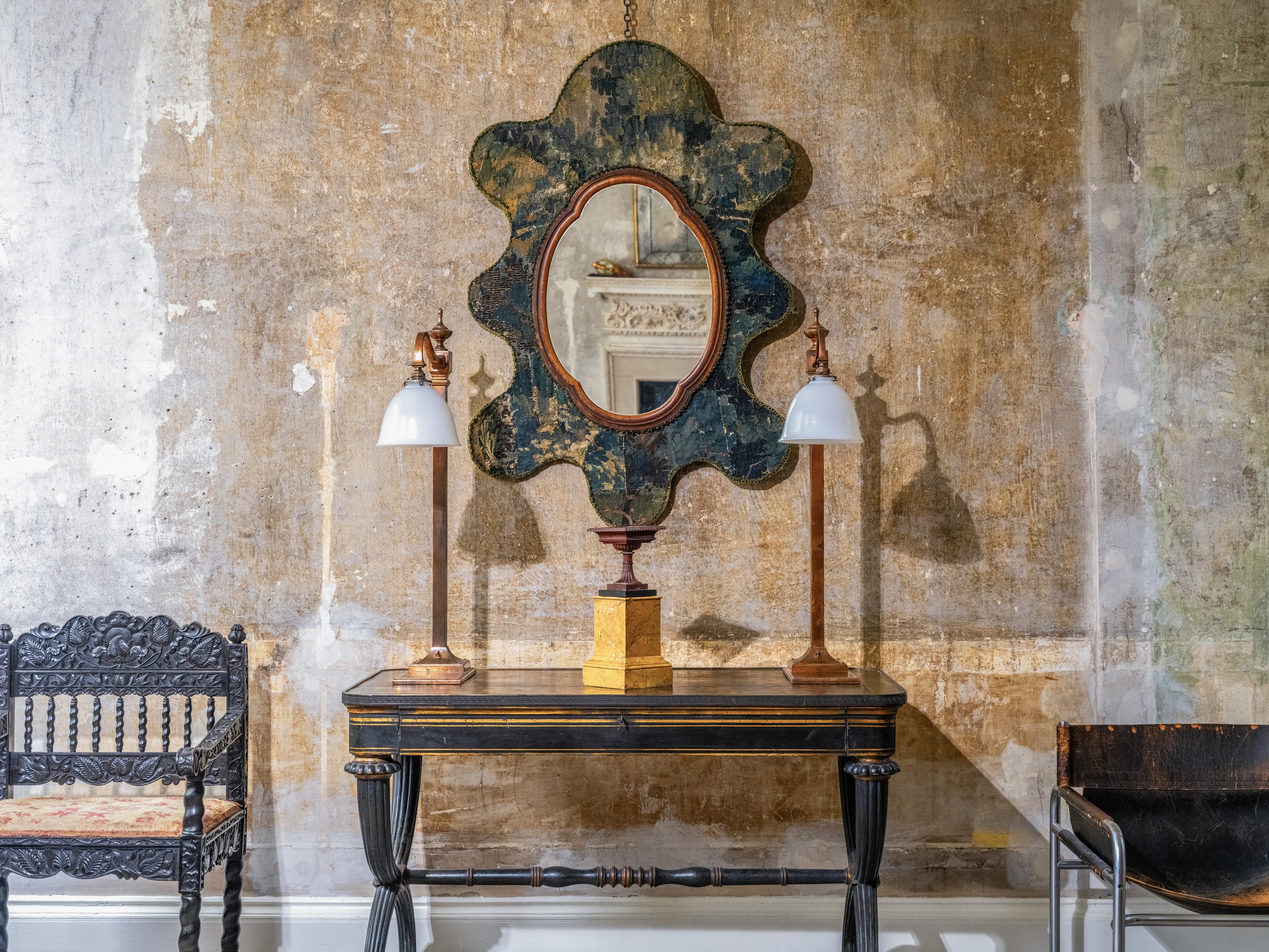 A pair of Tall Bronzed Counter Lamps