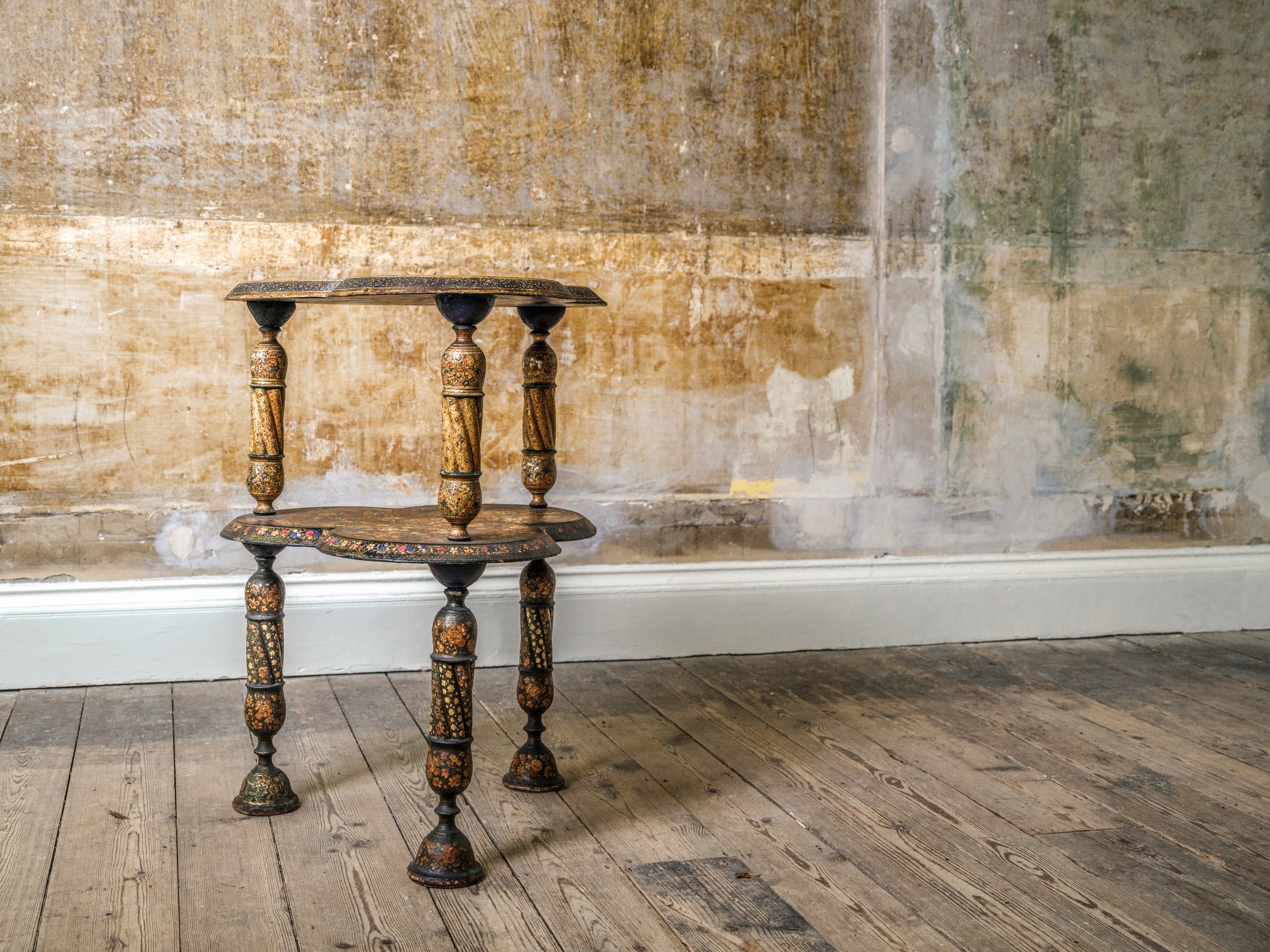 Kashmiri Polychrome-Laquered Side Table