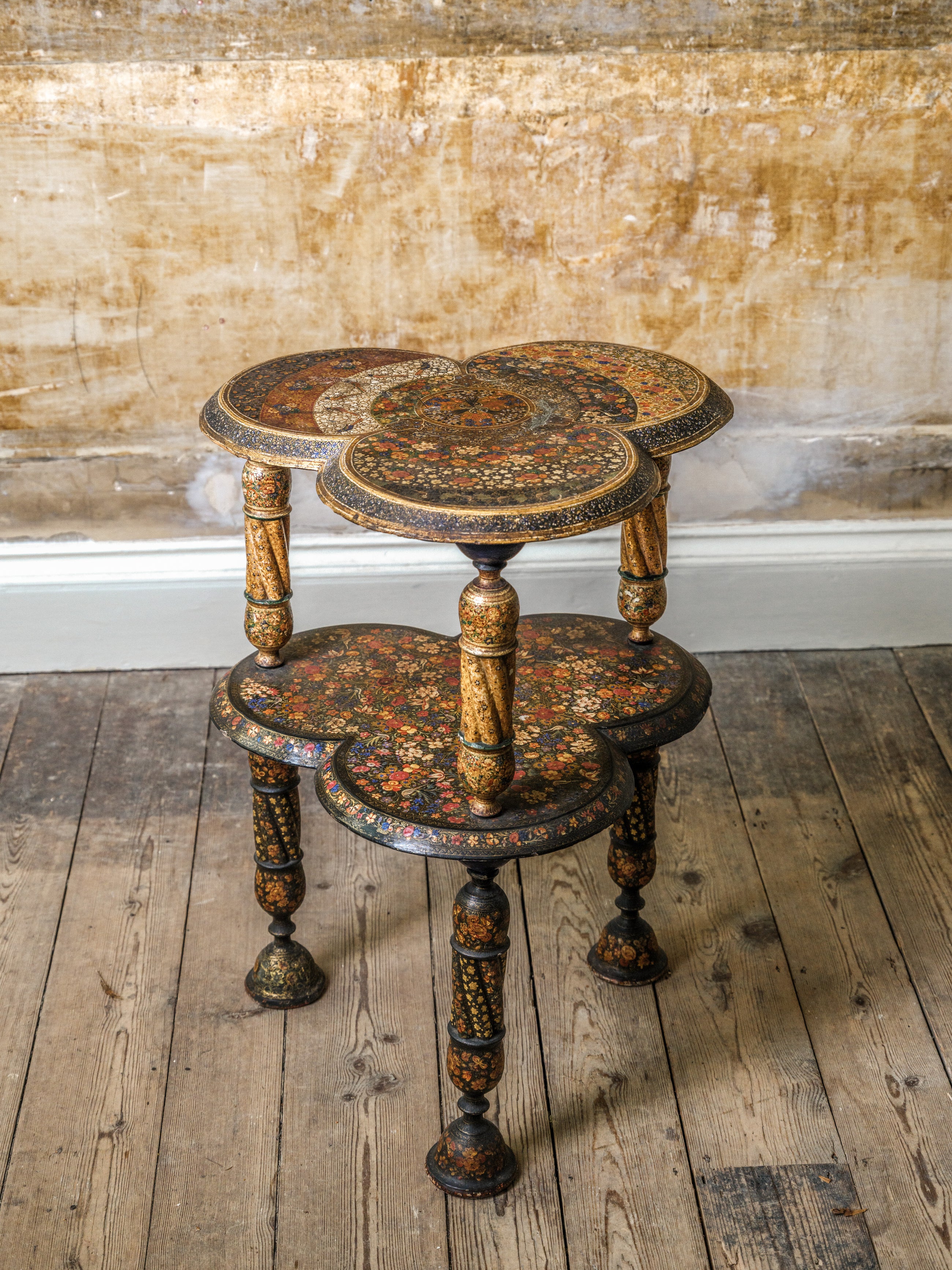 Kashmiri Polychrome-Laquered Side Table