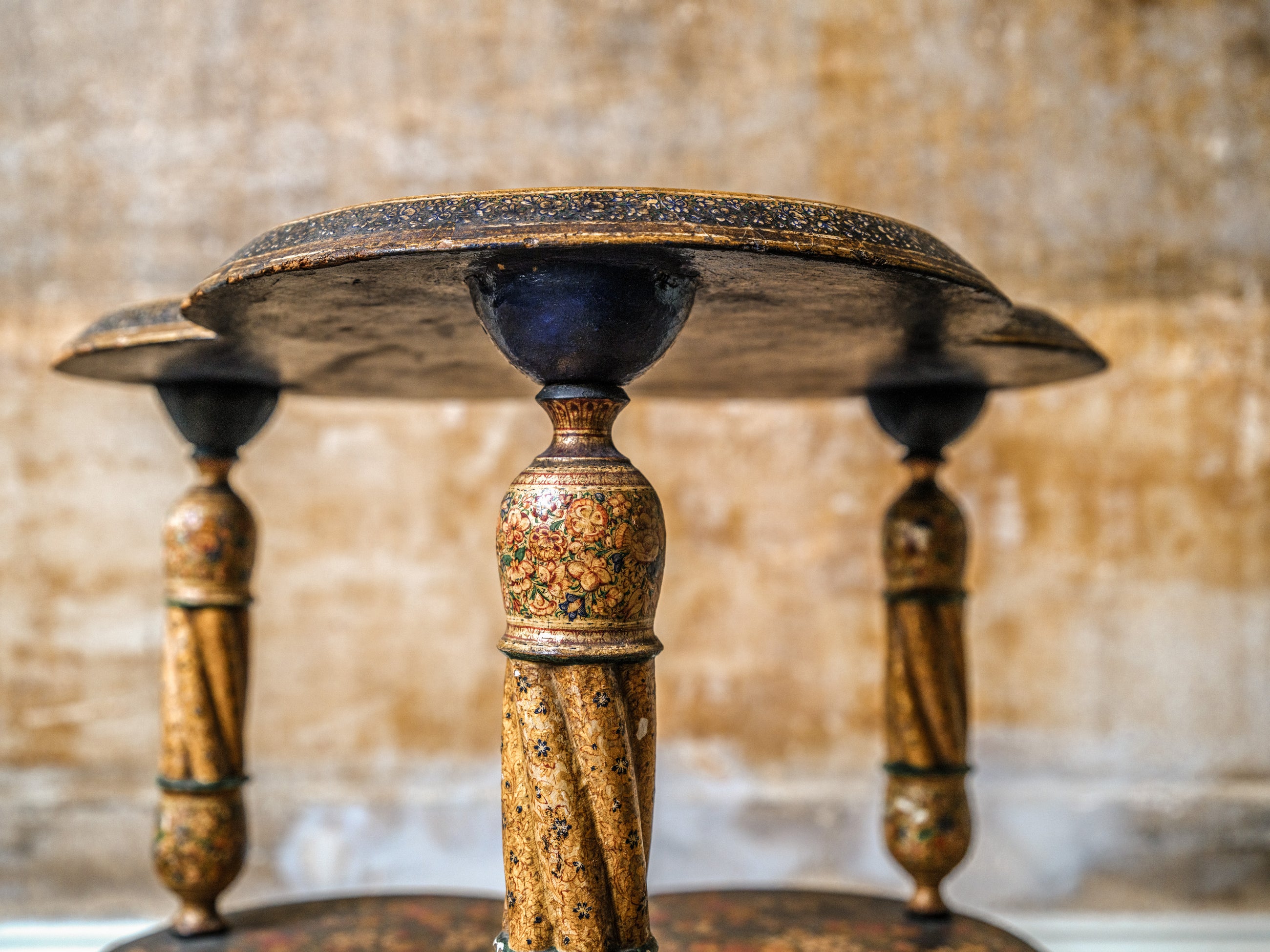 Kashmiri Polychrome-Laquered Side Table