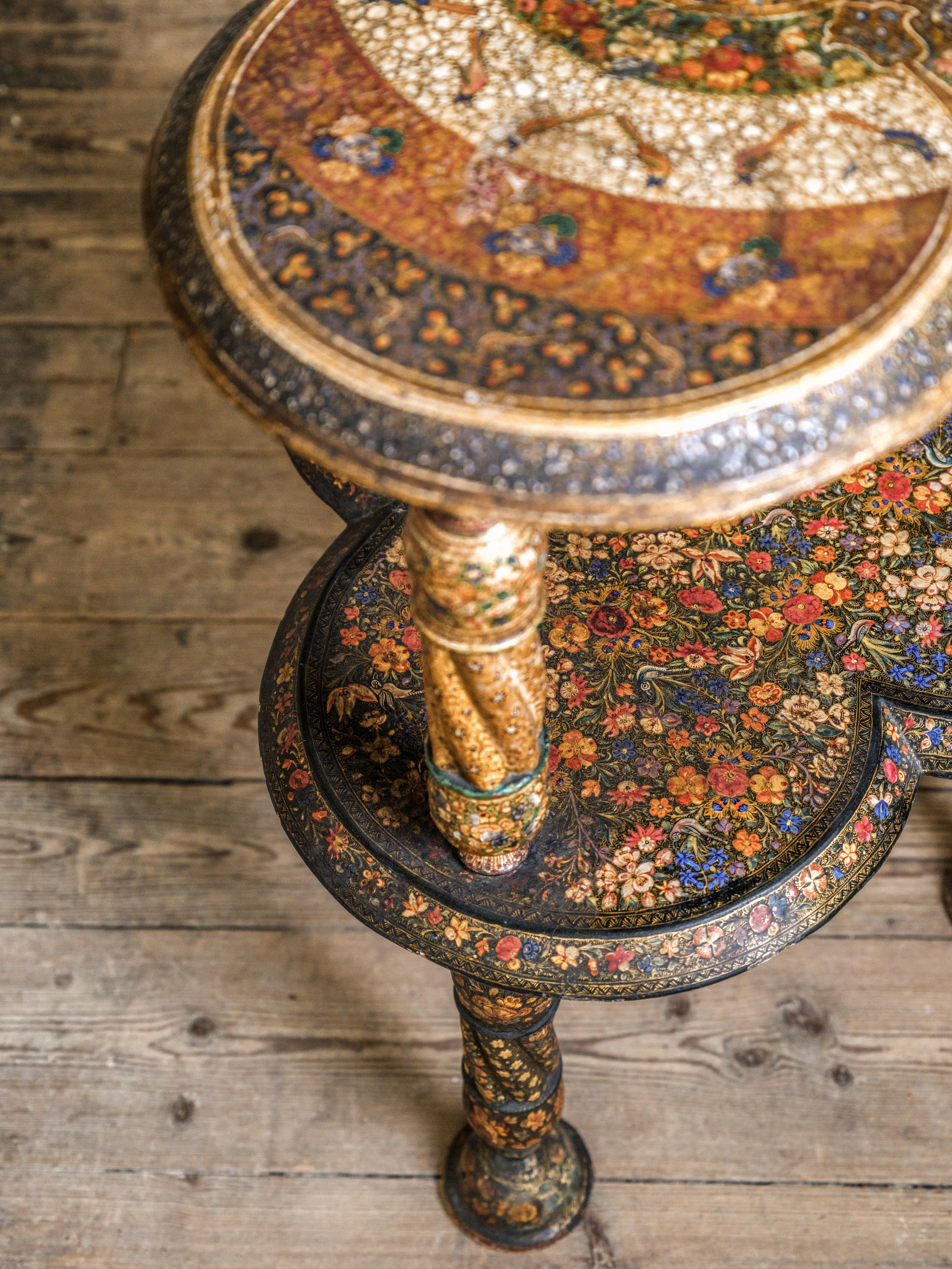 Kashmiri Polychrome-Laquered Side Table