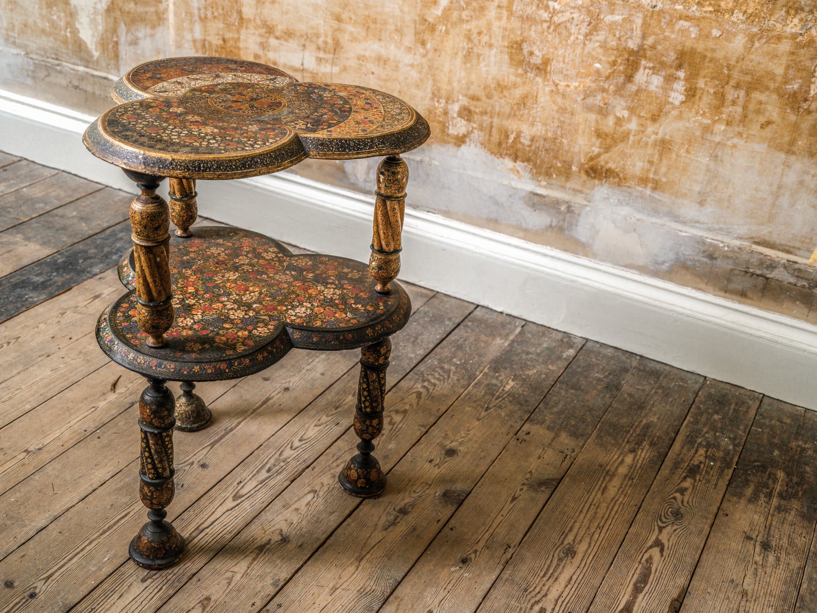 Kashmiri Polychrome-Laquered Side Table