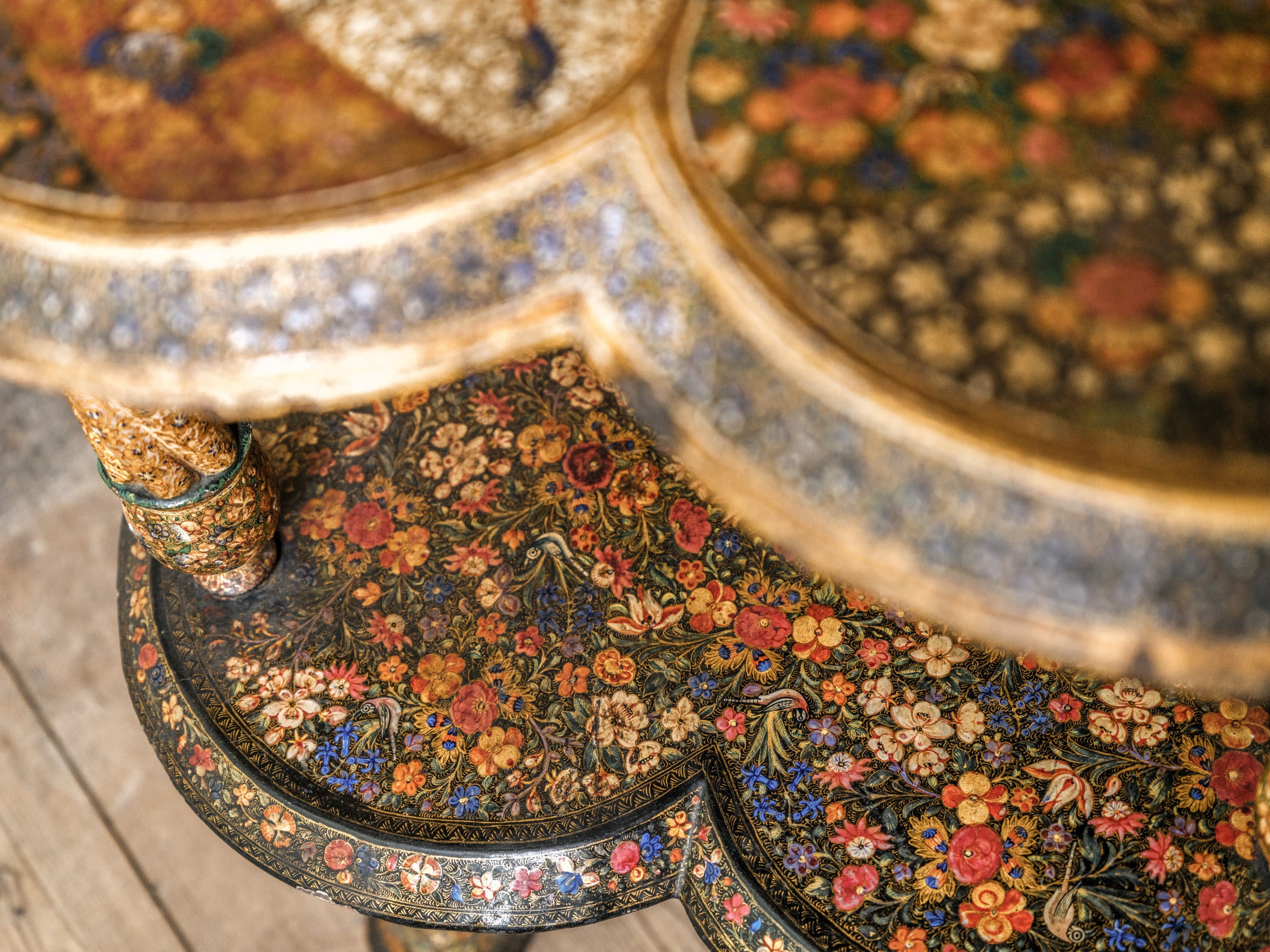 Kashmiri Polychrome-Laquered Side Table