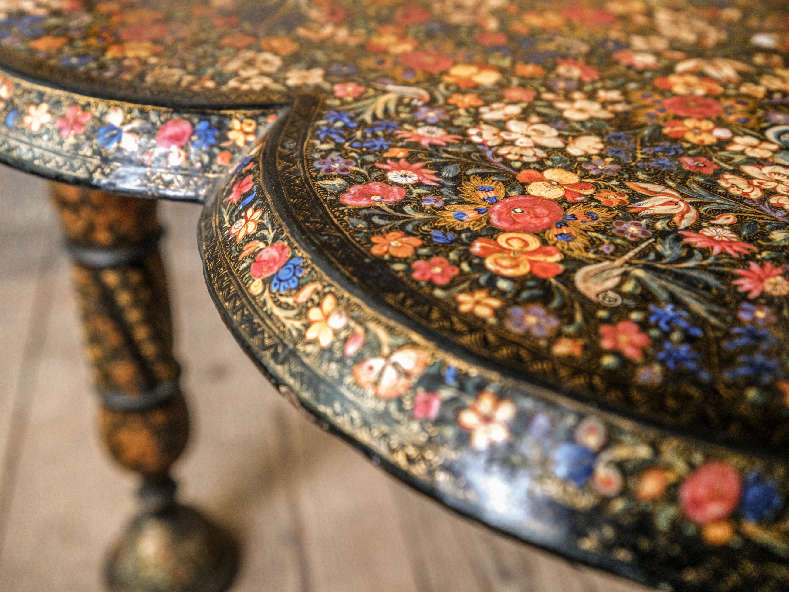 Kashmiri Polychrome-Laquered Side Table