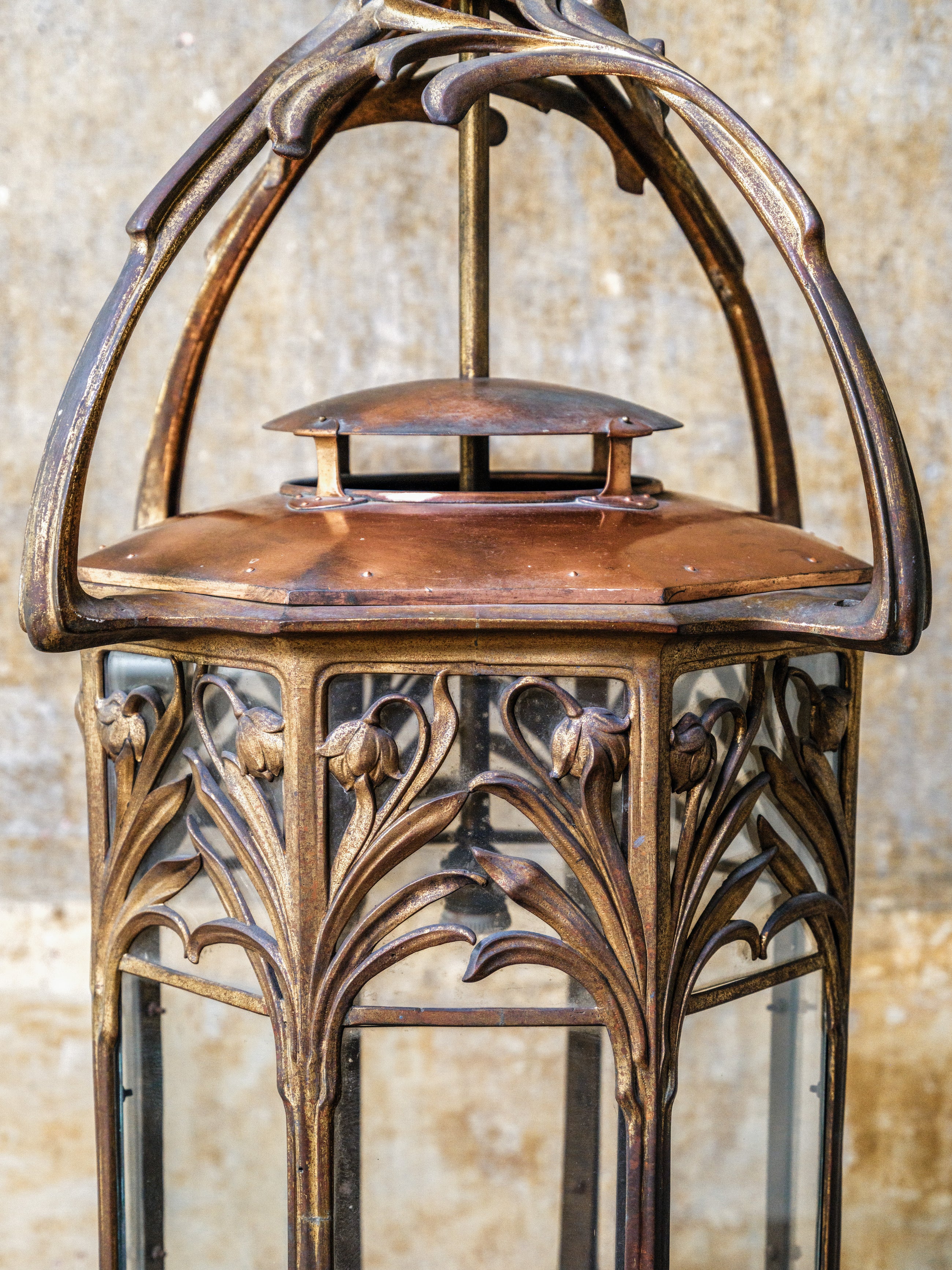 A Gilt Bronze Art Nouveau Lantern