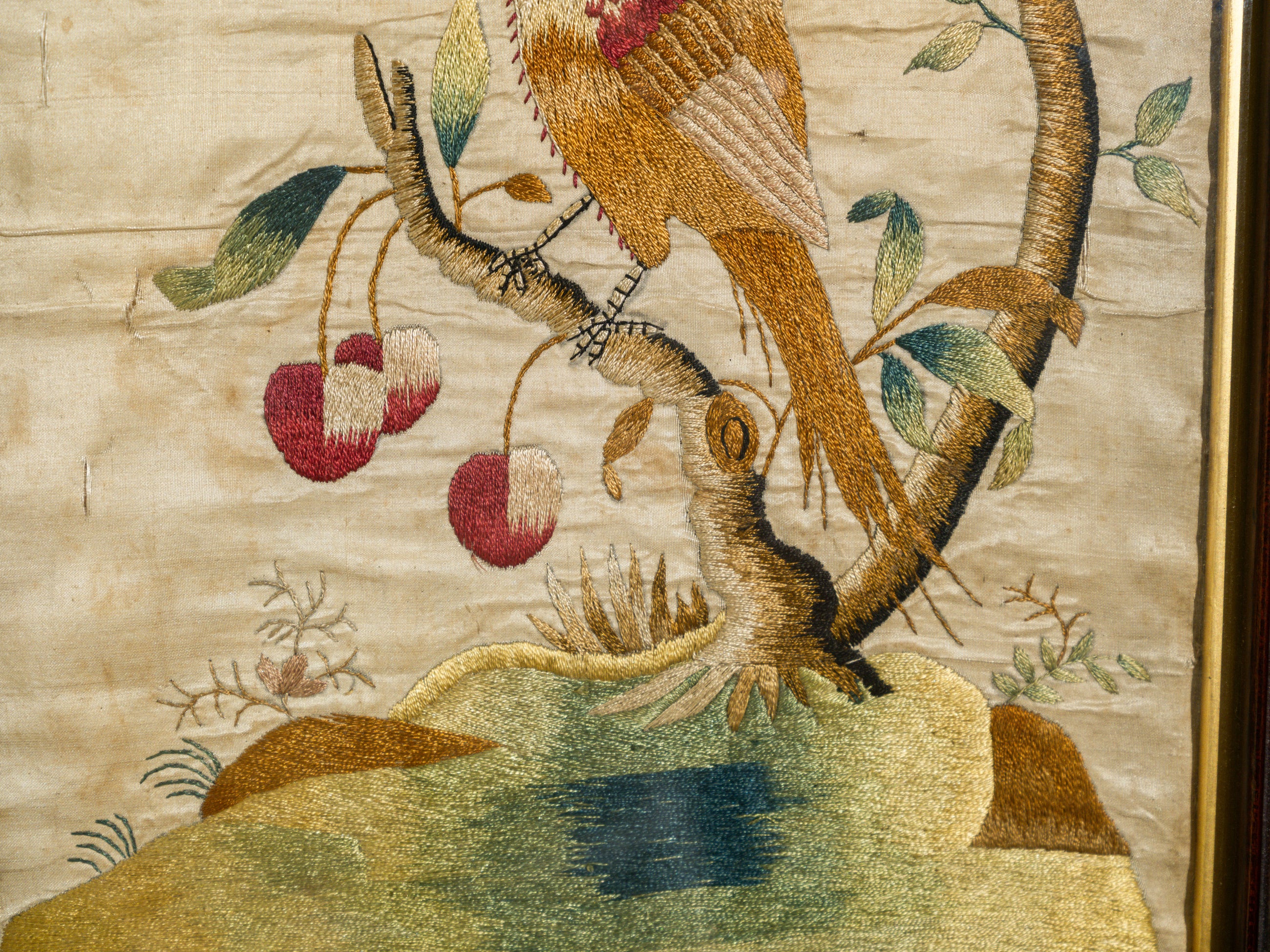 An 18th Century Framed Exotic Bird Silkwork