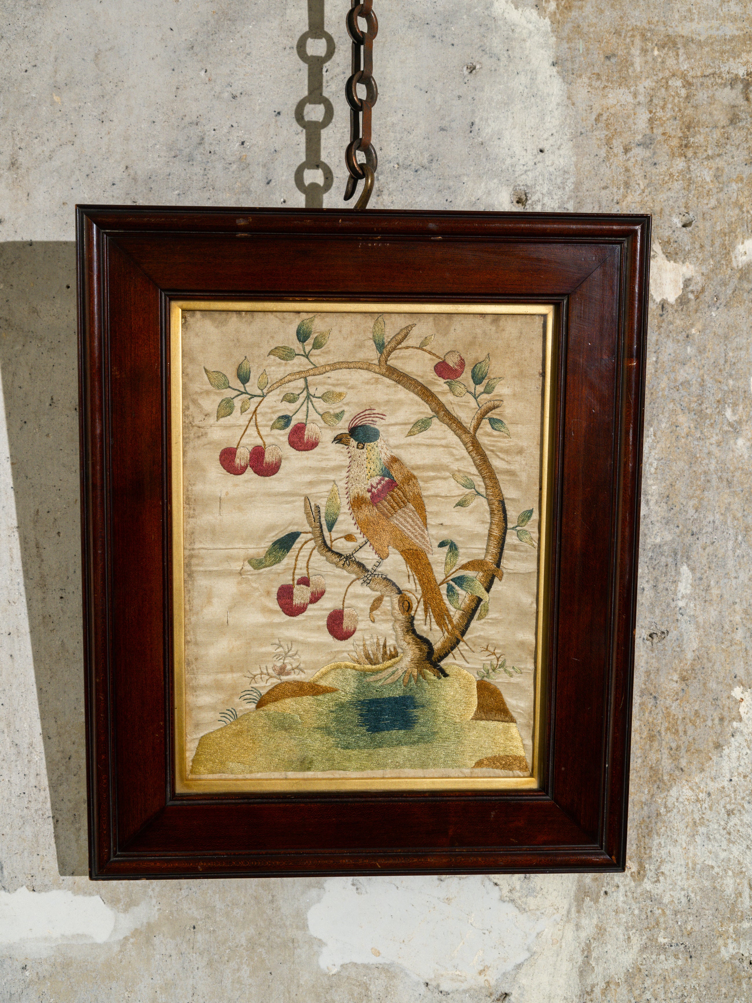 An 18th Century Framed Exotic Bird Silkwork