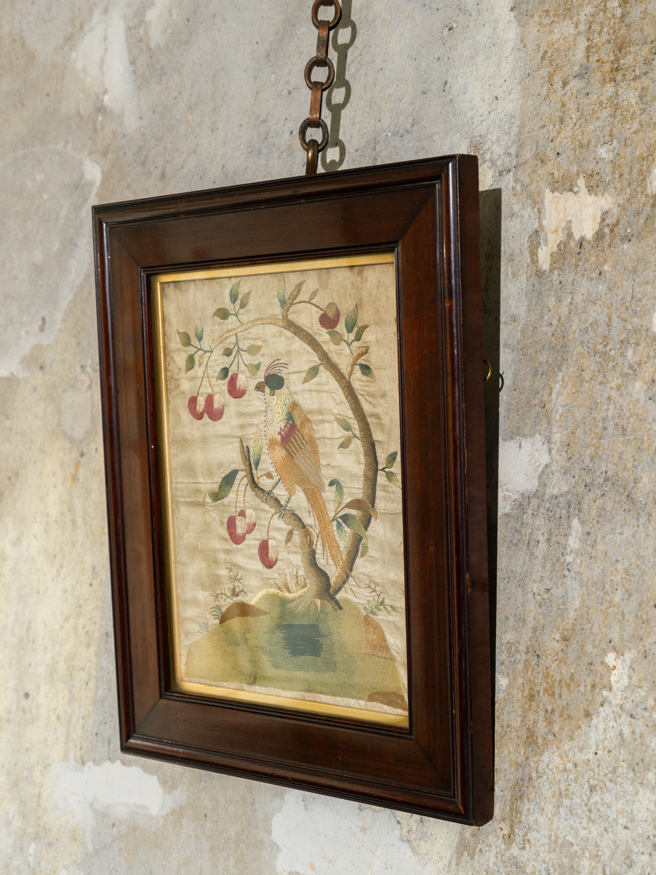 An 18th Century Framed Exotic Bird Silkwork