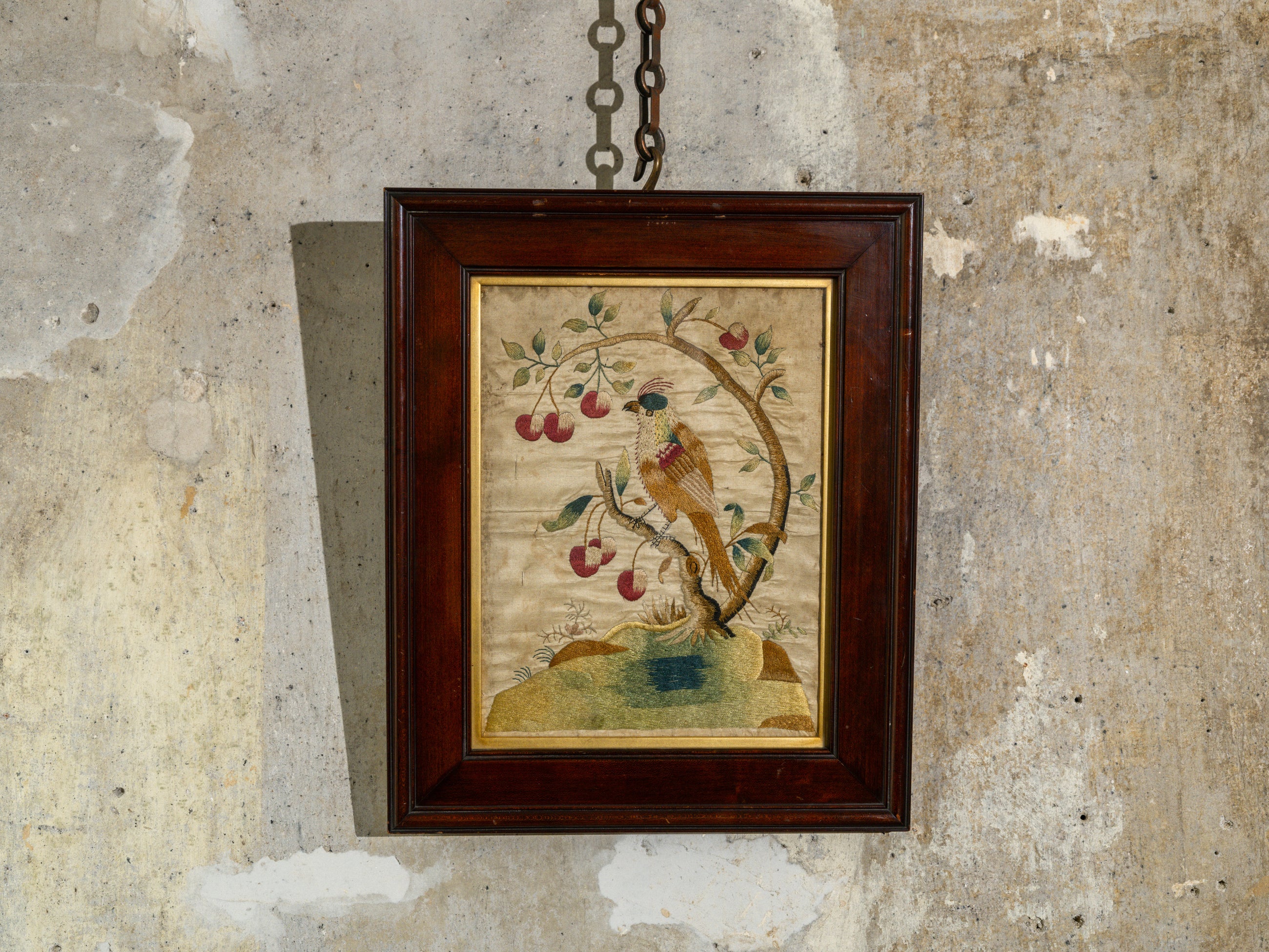 An 18th Century Framed Exotic Bird Silkwork
