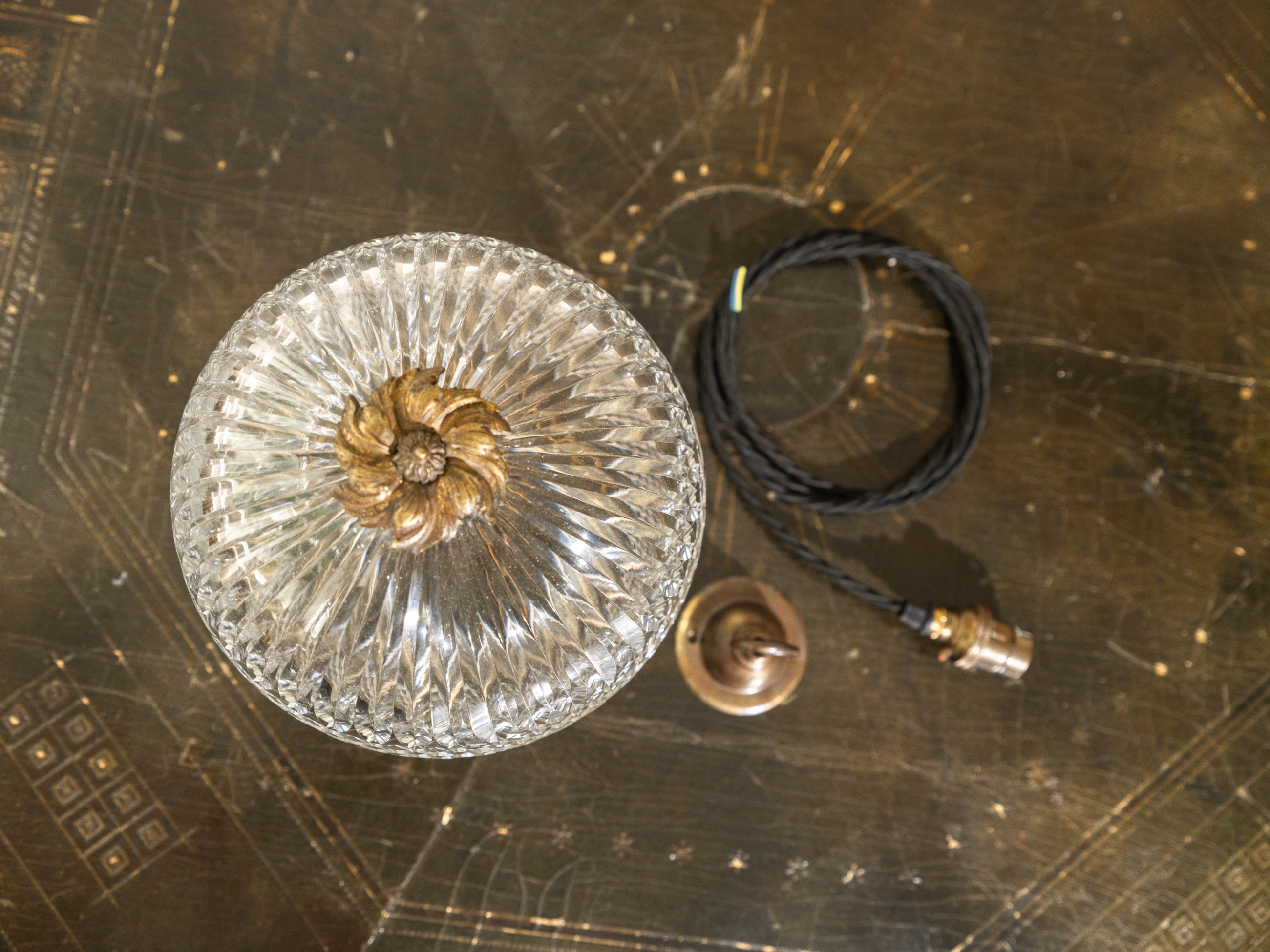 A Brilliant Cut "Bowl" Pendant Light