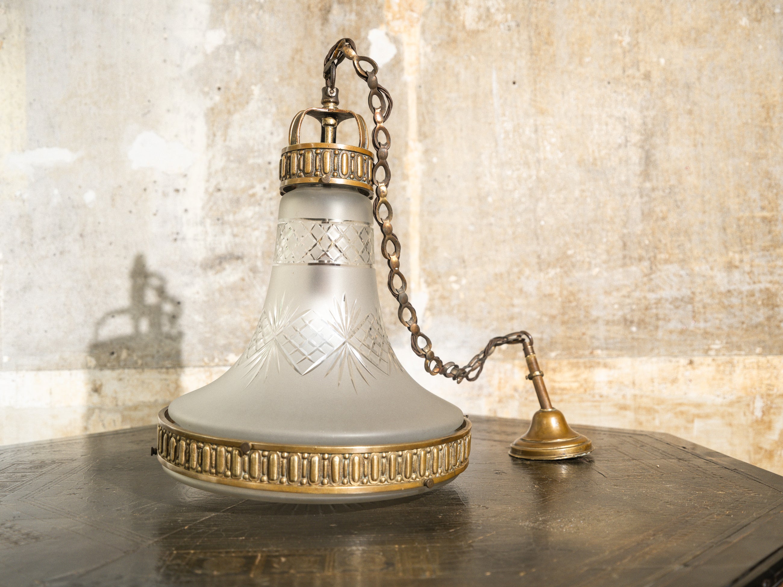 A Brilliant Cut Glass Brutalist Ceiling Light