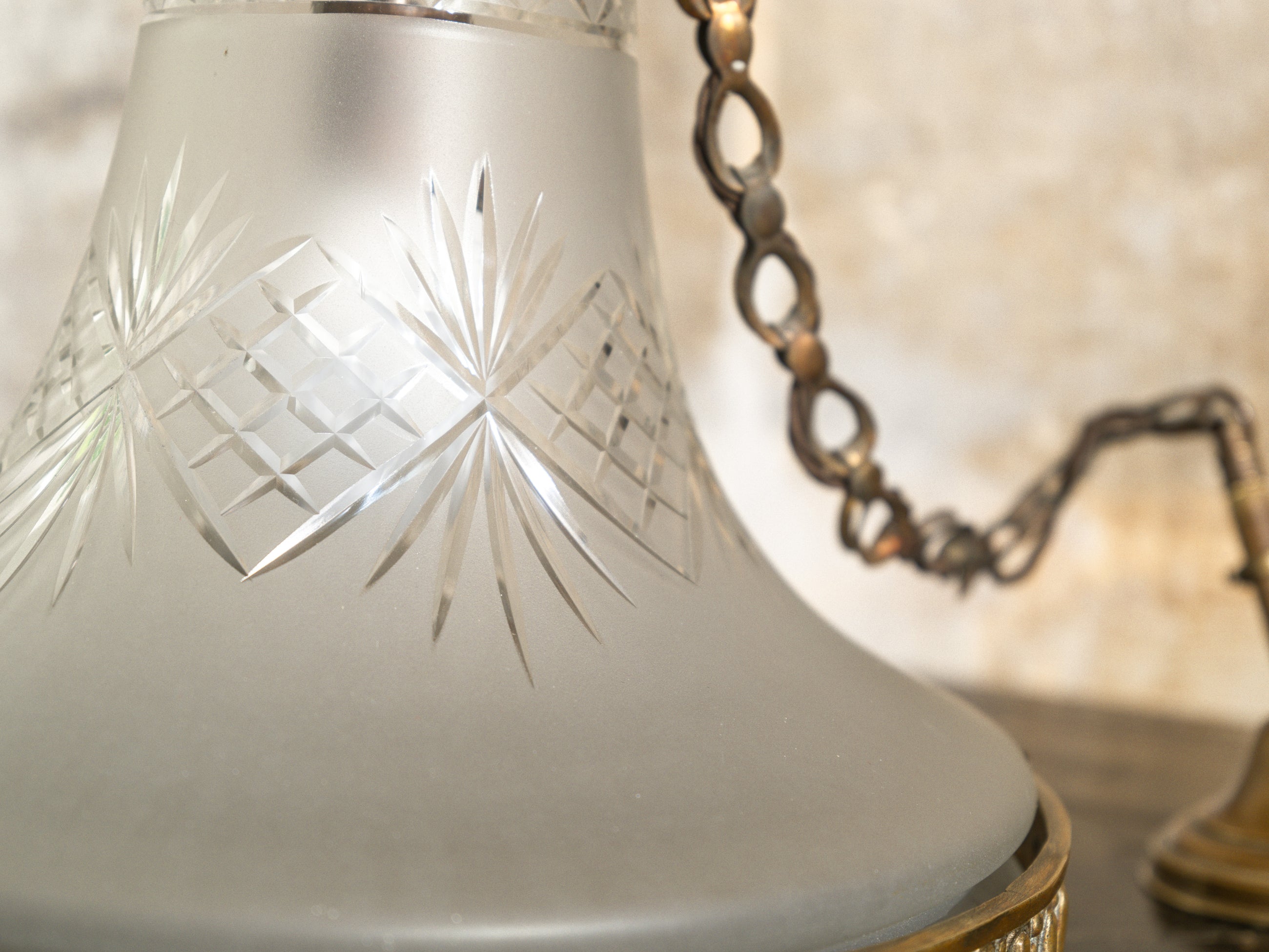 A Brilliant Cut Glass Brutalist Ceiling Light