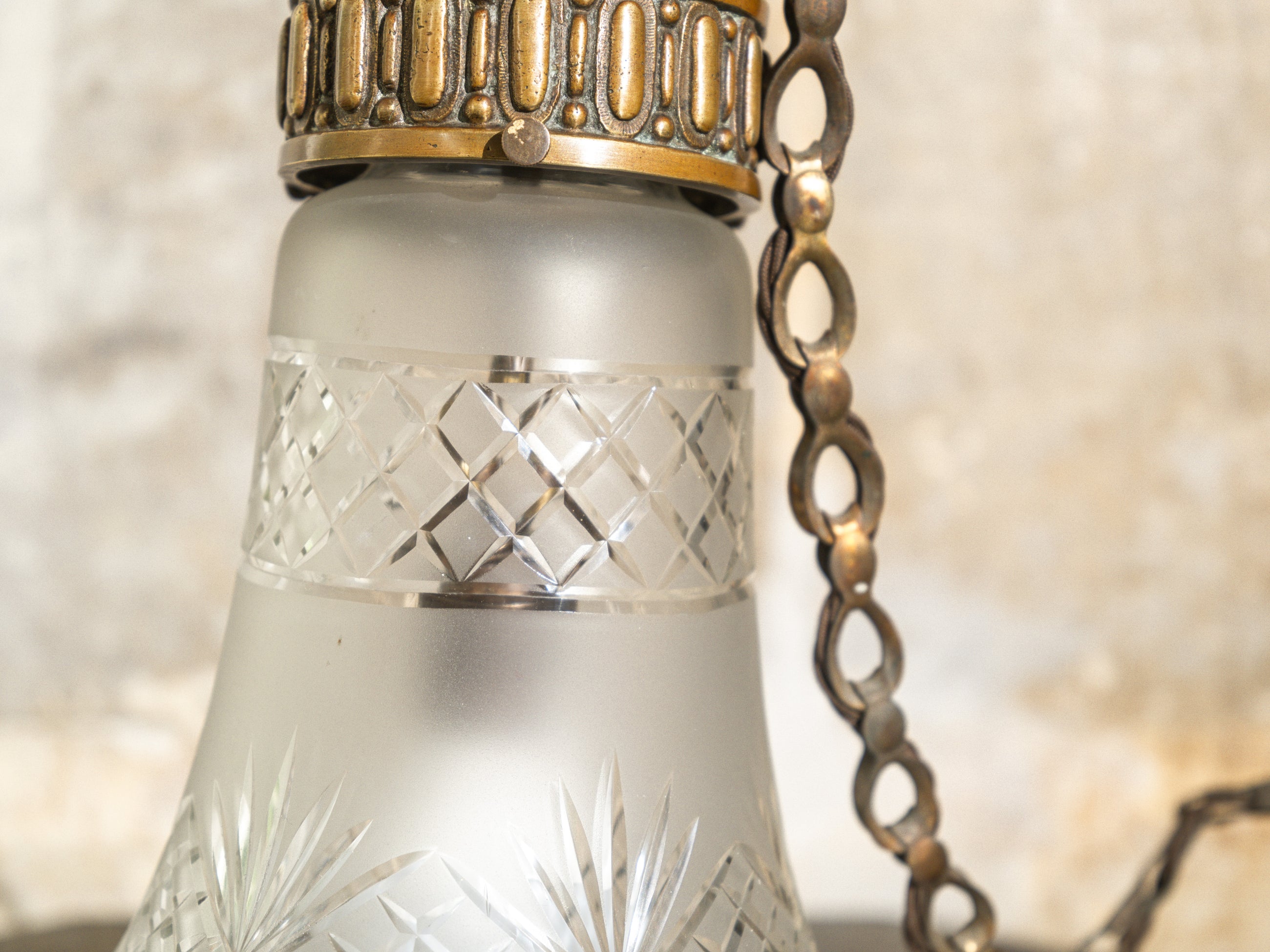 A Brilliant Cut Glass Brutalist Ceiling Light