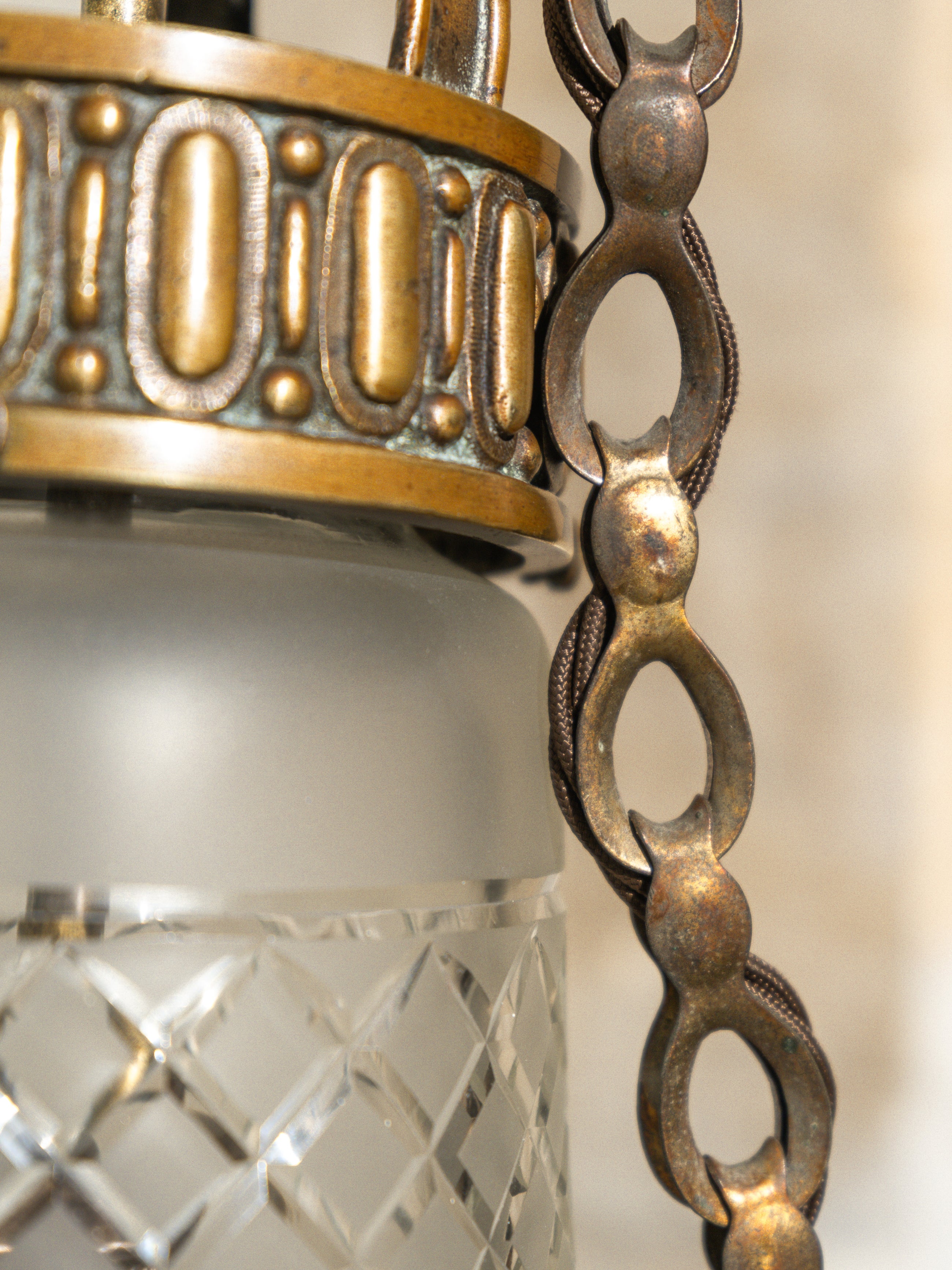 A Brilliant Cut Glass Brutalist Ceiling Light