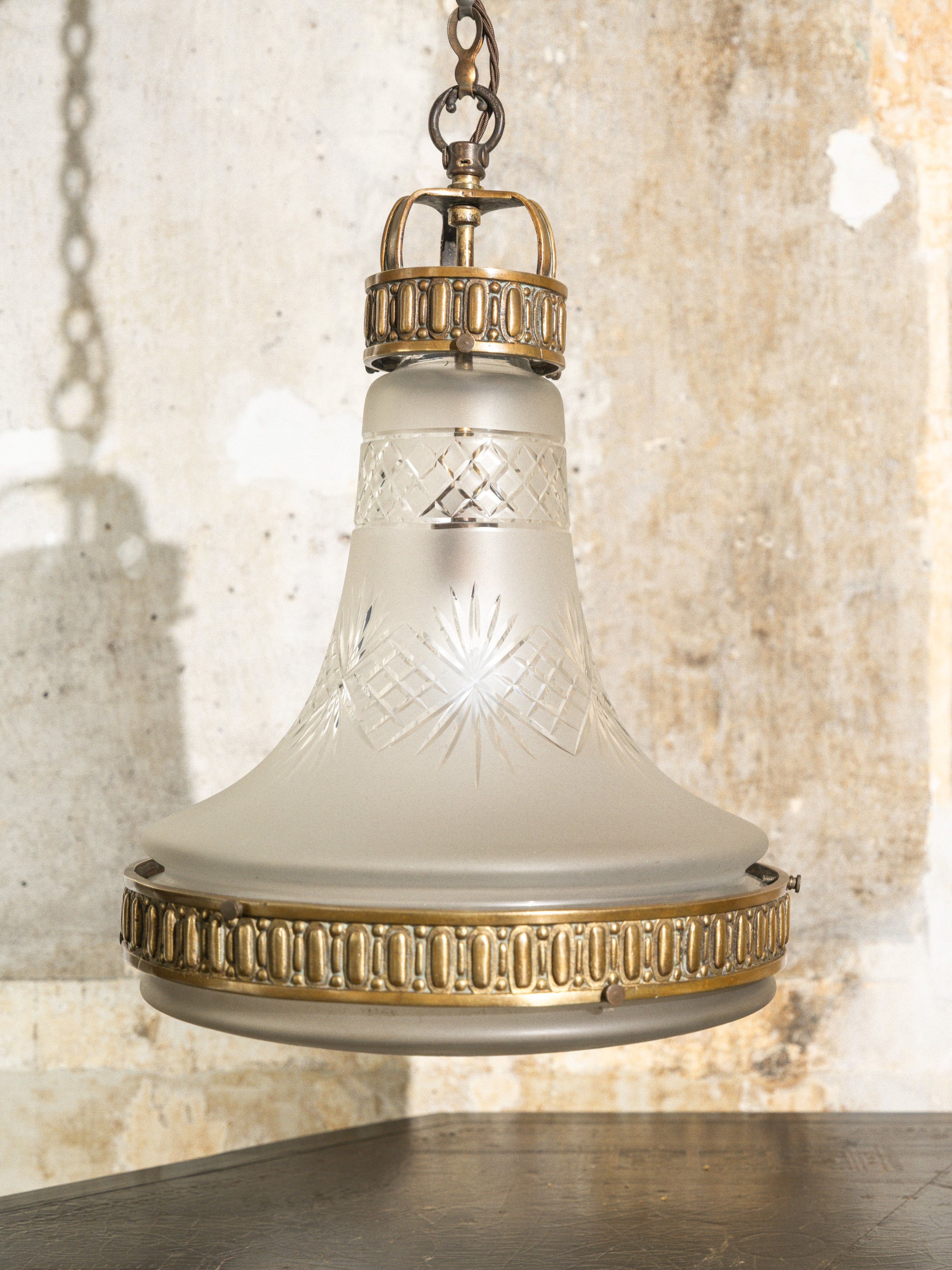 A Brilliant Cut Glass Brutalist Ceiling Light