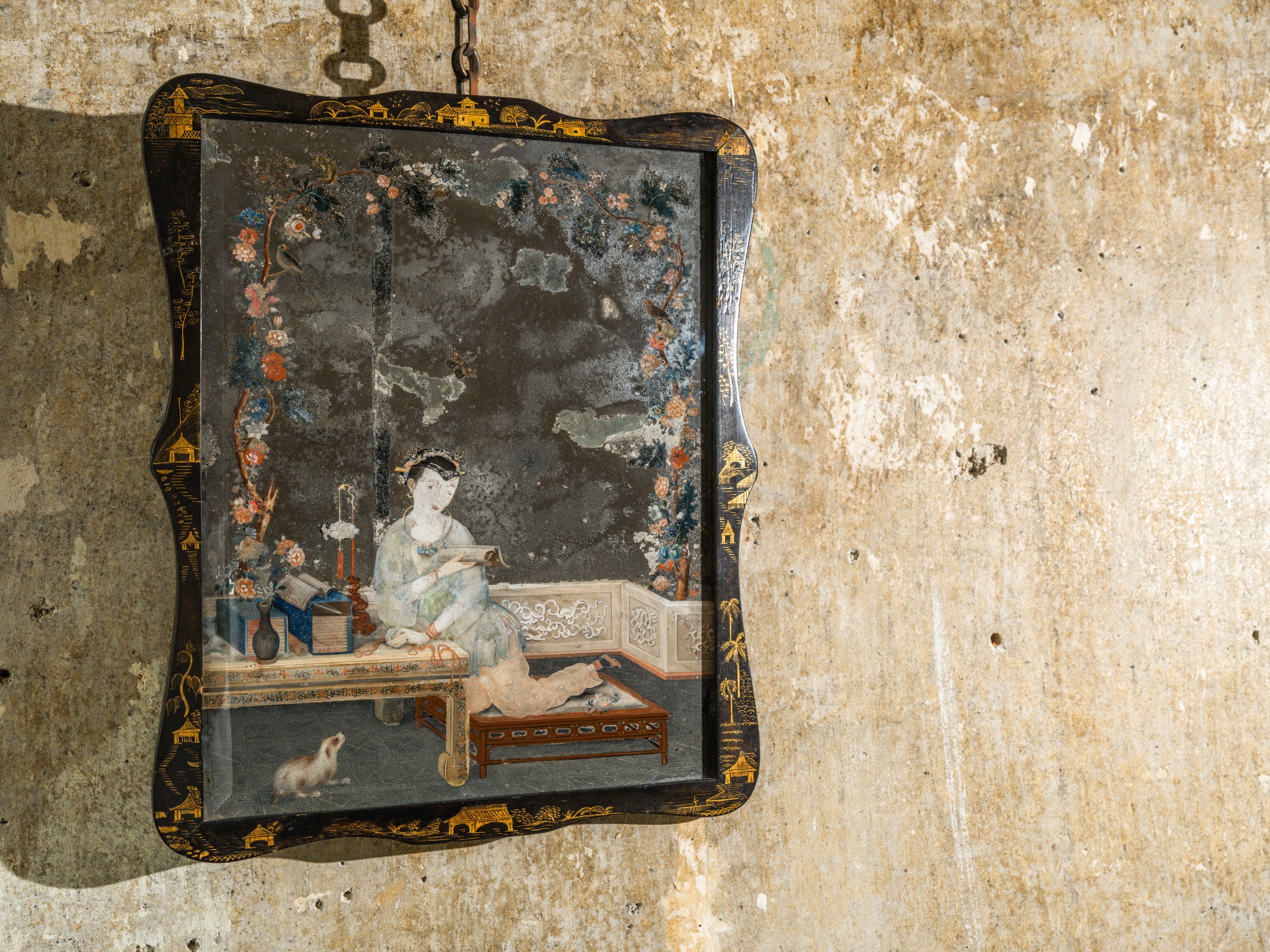 A Pair of 18th Century Chinese Reverse Glass Mirrors