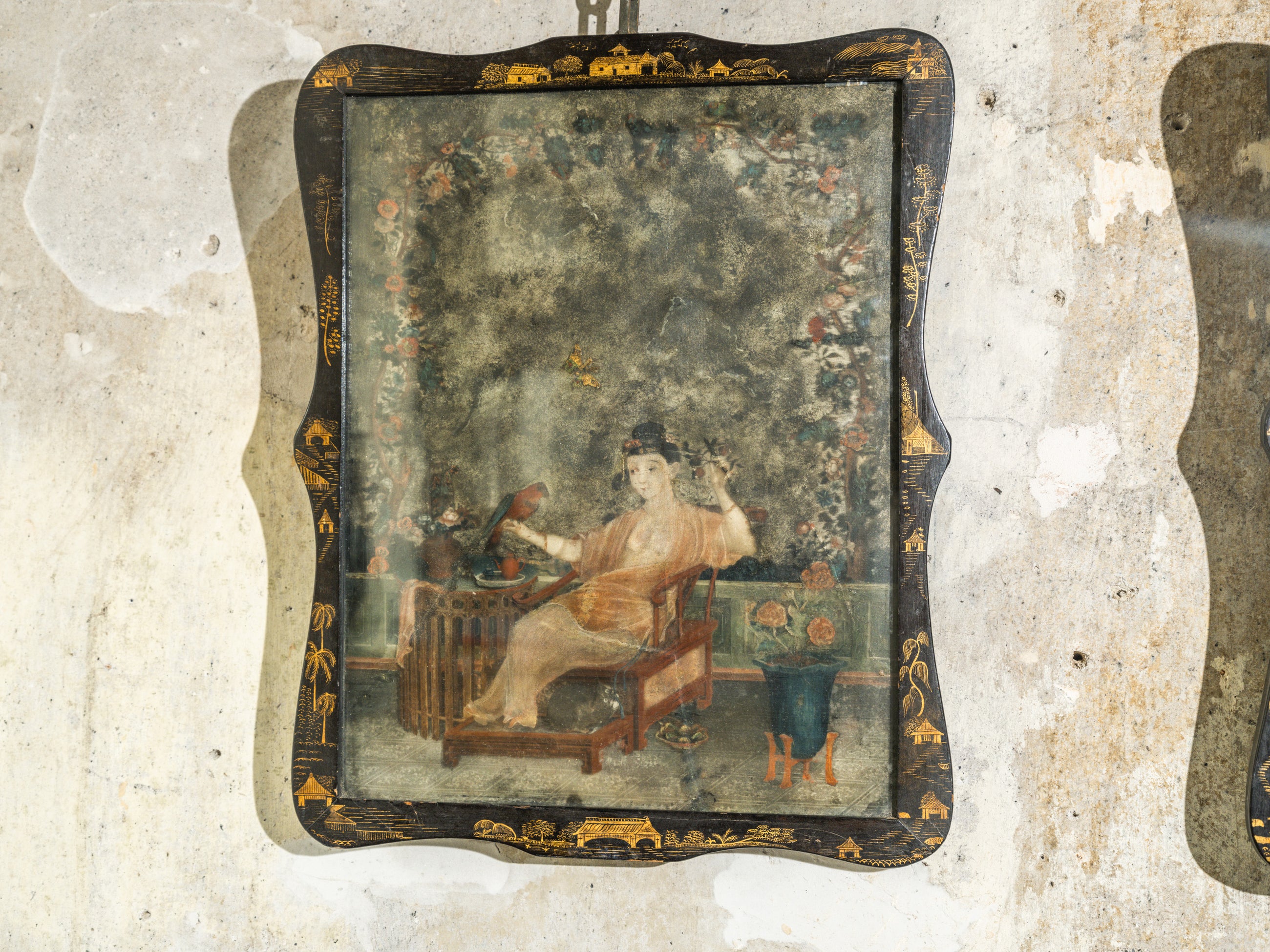 A Pair of 18th Century Chinese Reverse Glass Mirrors
