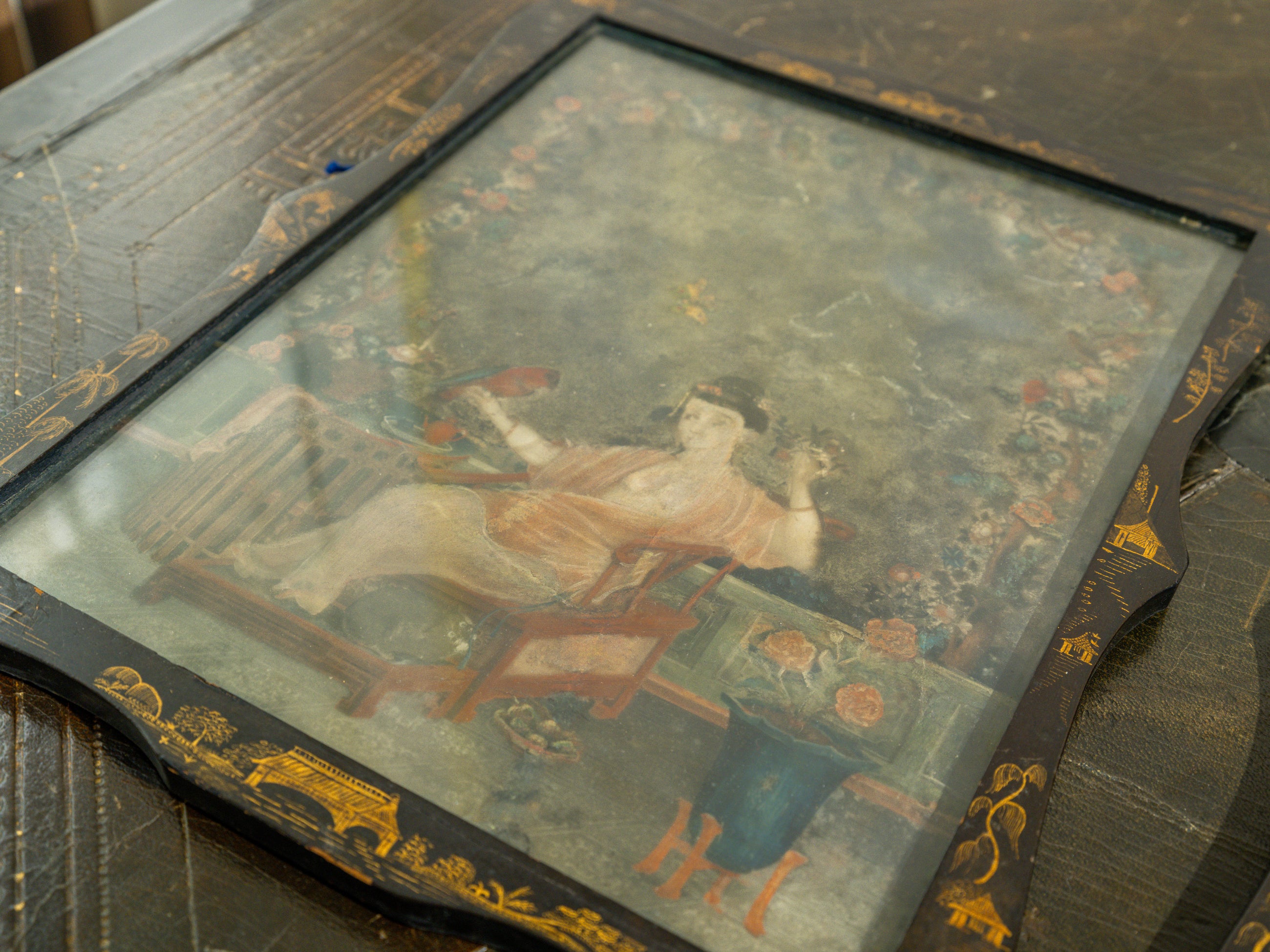 A Pair of 18th Century Chinese Reverse Glass Mirrors