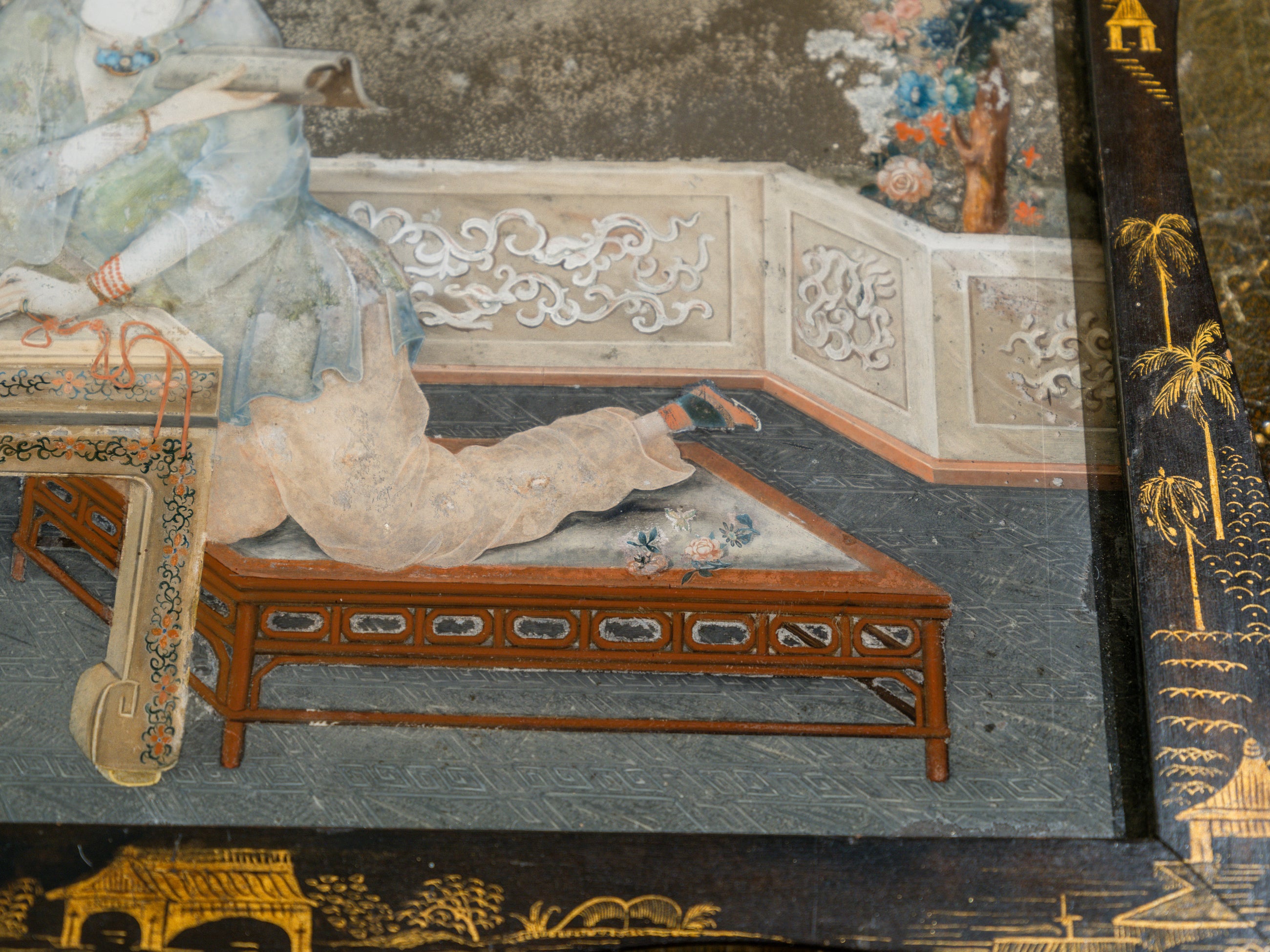 A Pair of 18th Century Chinese Reverse Glass Mirrors