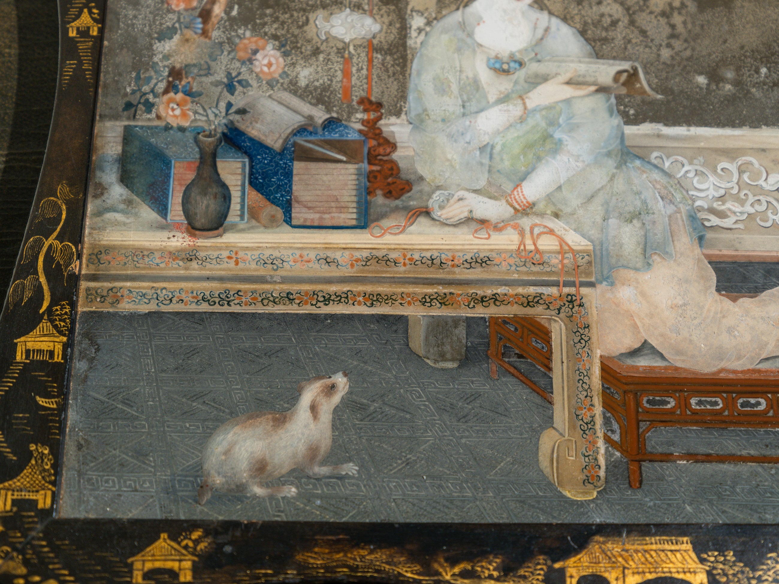 A Pair of 18th Century Chinese Reverse Glass Mirrors