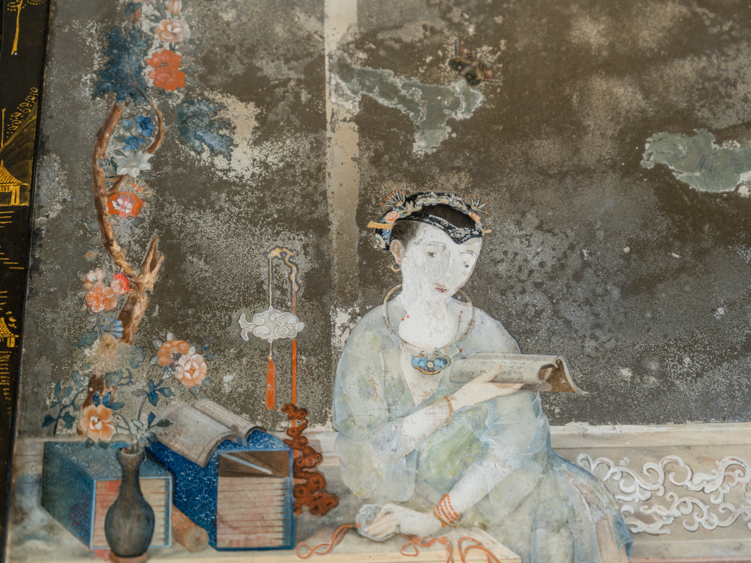 A Pair of 18th Century Chinese Reverse Glass Mirrors