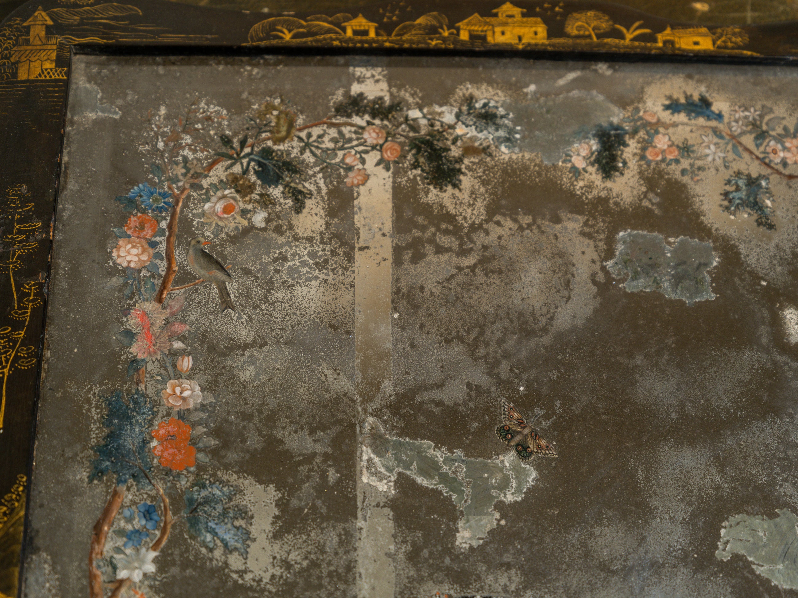 A Pair of 18th Century Chinese Reverse Glass Mirrors