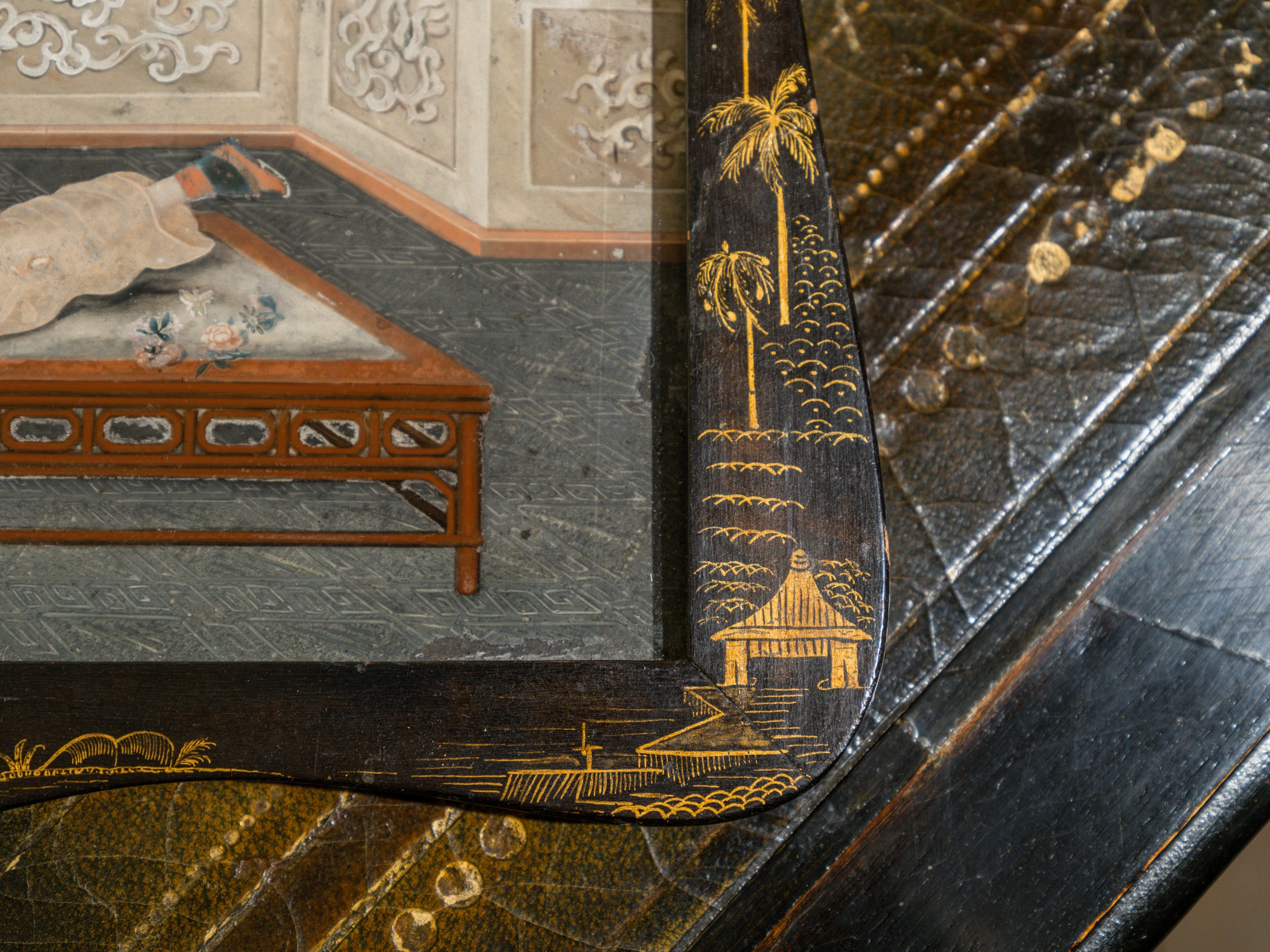 A Pair of 18th Century Chinese Reverse Glass Mirrors