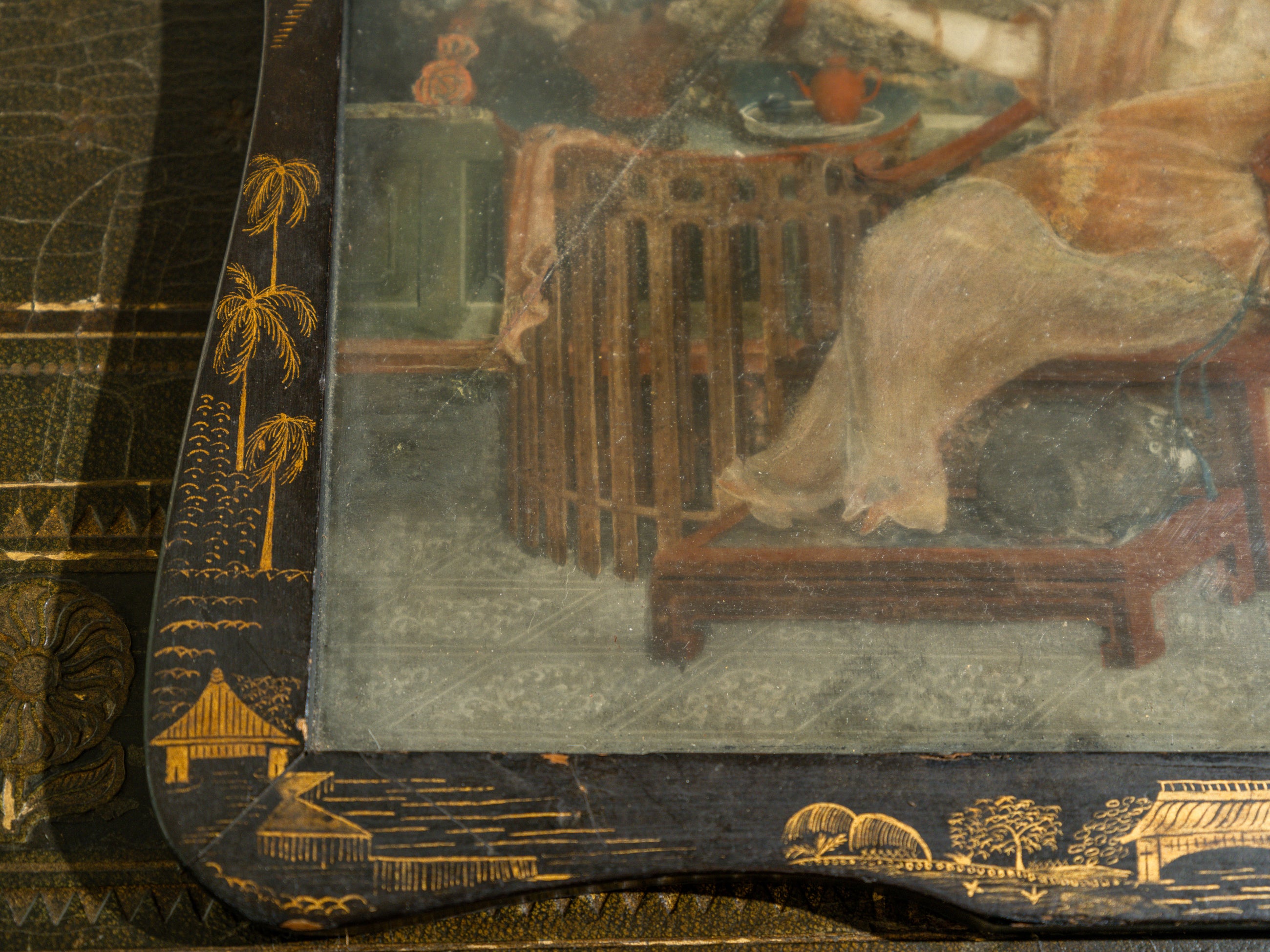 A Pair of 18th Century Chinese Reverse Glass Mirrors